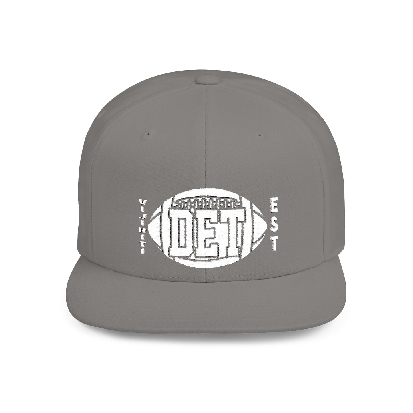 Flat Bill Snapback Hat with DET Football Design, Casual Style, Gift for Sports Fans, Unisex Accessories, Game Day Wear, Everyday Fashion