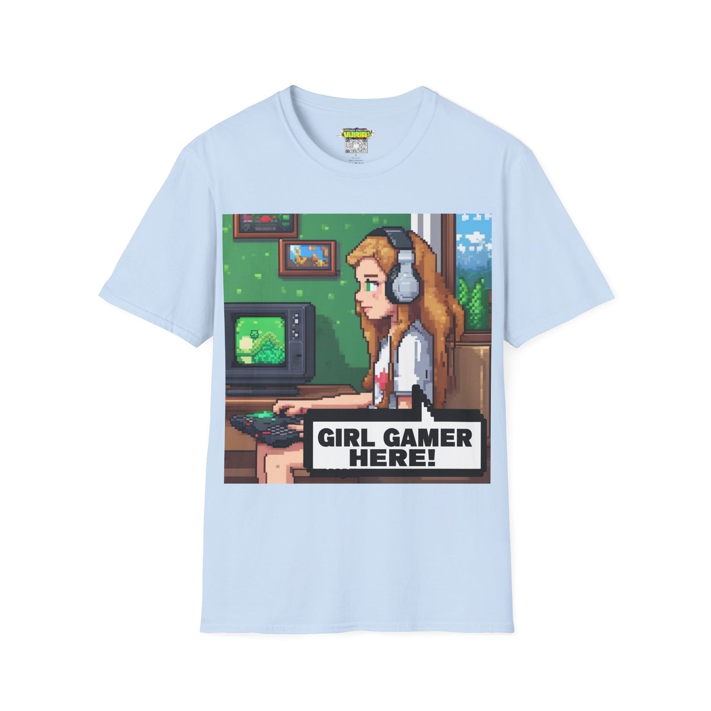 Pixel Art Girl Gamer Here T-Shirt | Vintage Video Game Shirt, Unisex Graphic Tee, Retro Gaming Apparel, Perfect for Gamers & Gift Ideas
