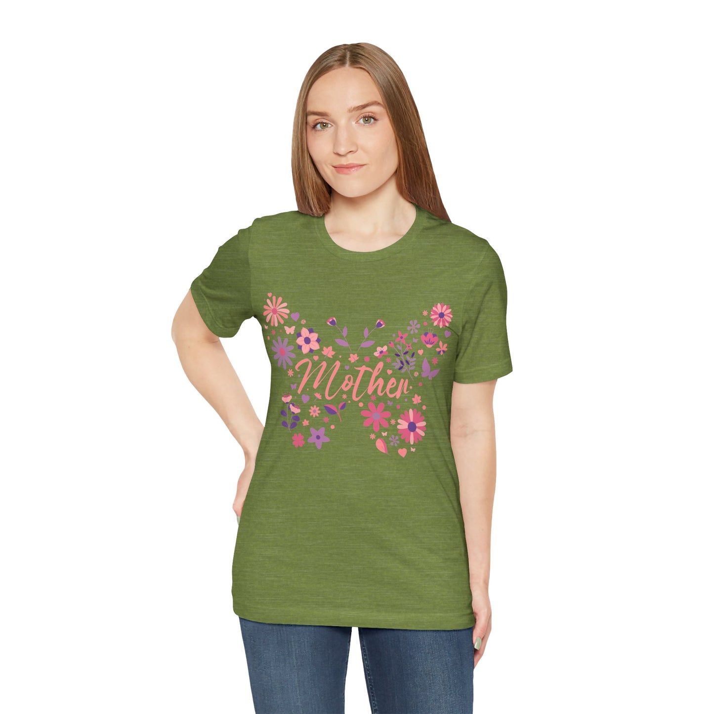 Butterfly Mother T-Shirt, Unisex Tee for Mom, Floral Gift, Birthday Present, Mother's Day Apparel, Cute Butterfly Design