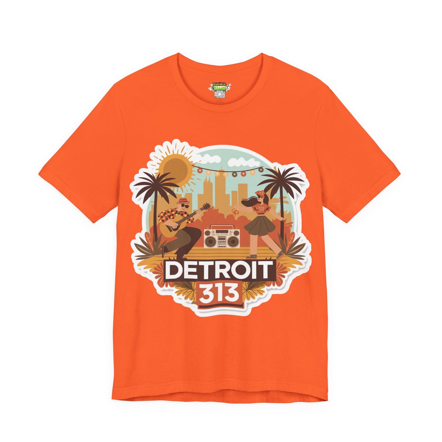 Detroit 313 Summer Retro Tee - Unisex Jersey Short Sleeve T-Shirt for City Lovers, Travel Enthusiasts, Casual Wear, Gifts, Summer Vibes