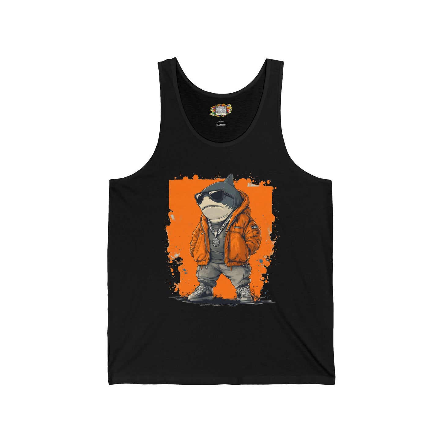 Cool Street Shark Unisex Jersey Tank, Trendy Summer Shirt, Graphic Tee, Casual Wear, Streetwear, Music Festival Outfit