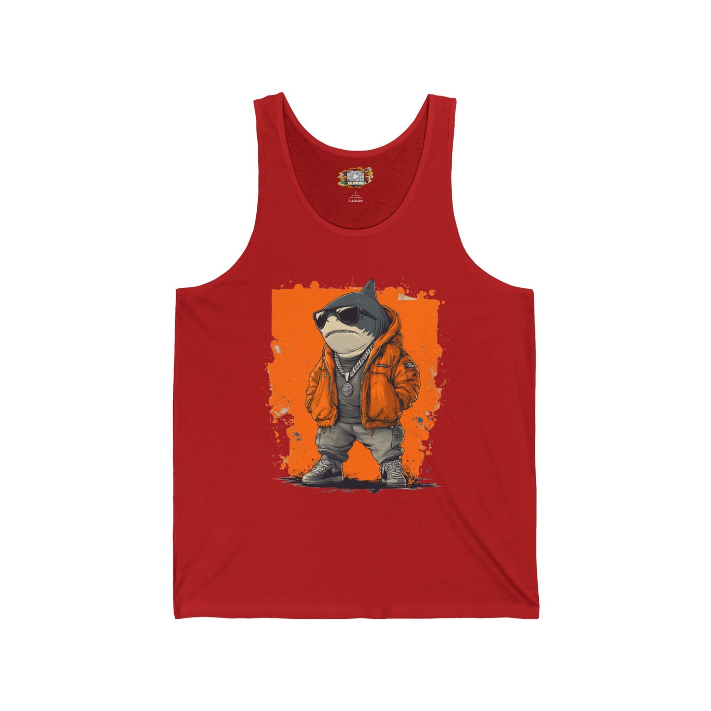 Cool Street Shark Unisex Jersey Tank, Trendy Summer Shirt, Graphic Tee, Casual Wear, Streetwear, Music Festival Outfit