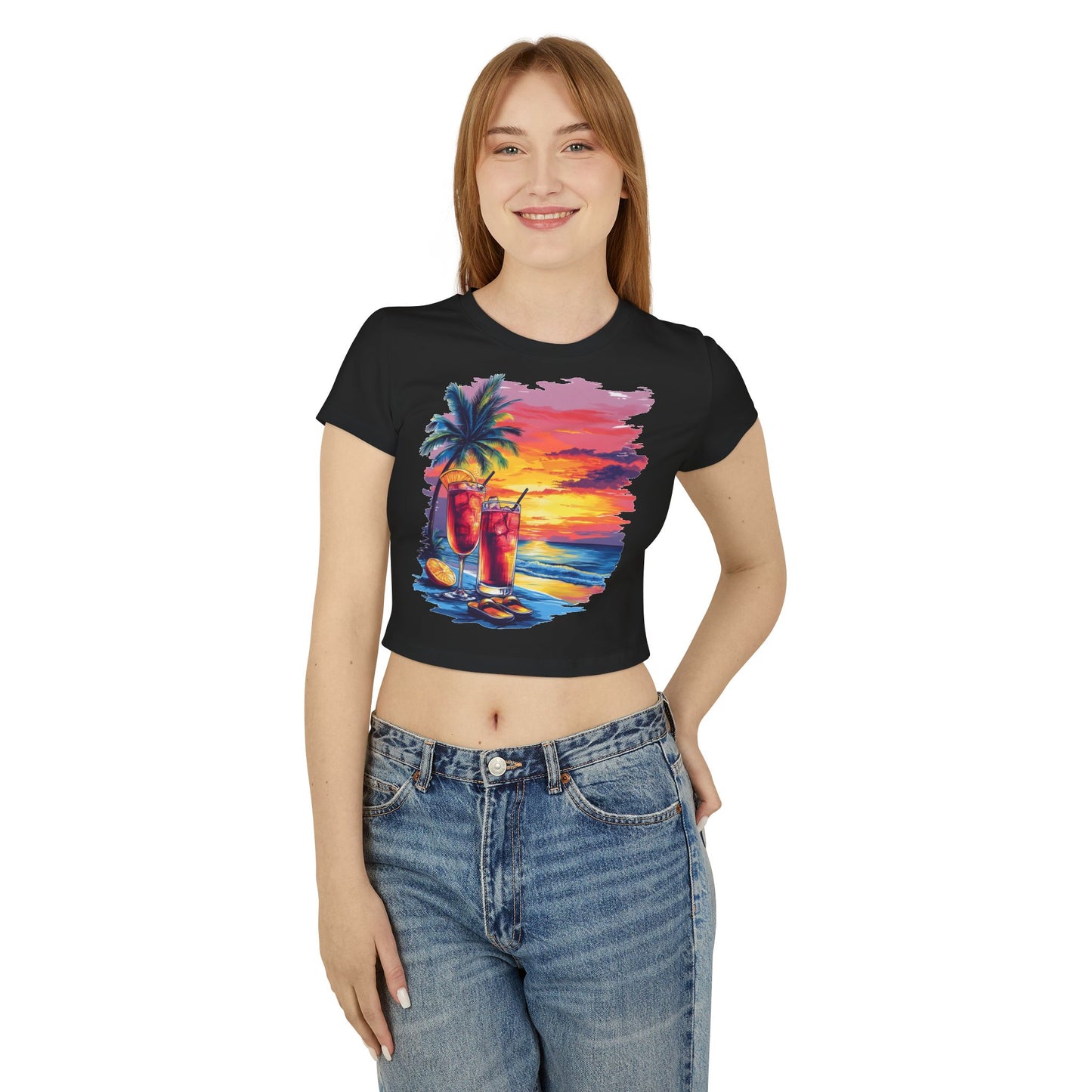 Tropical Sunset Baby Tee | Beach Vibes, Summer Fashion, Vacation Outfit, Gift for Her, Relaxed Style