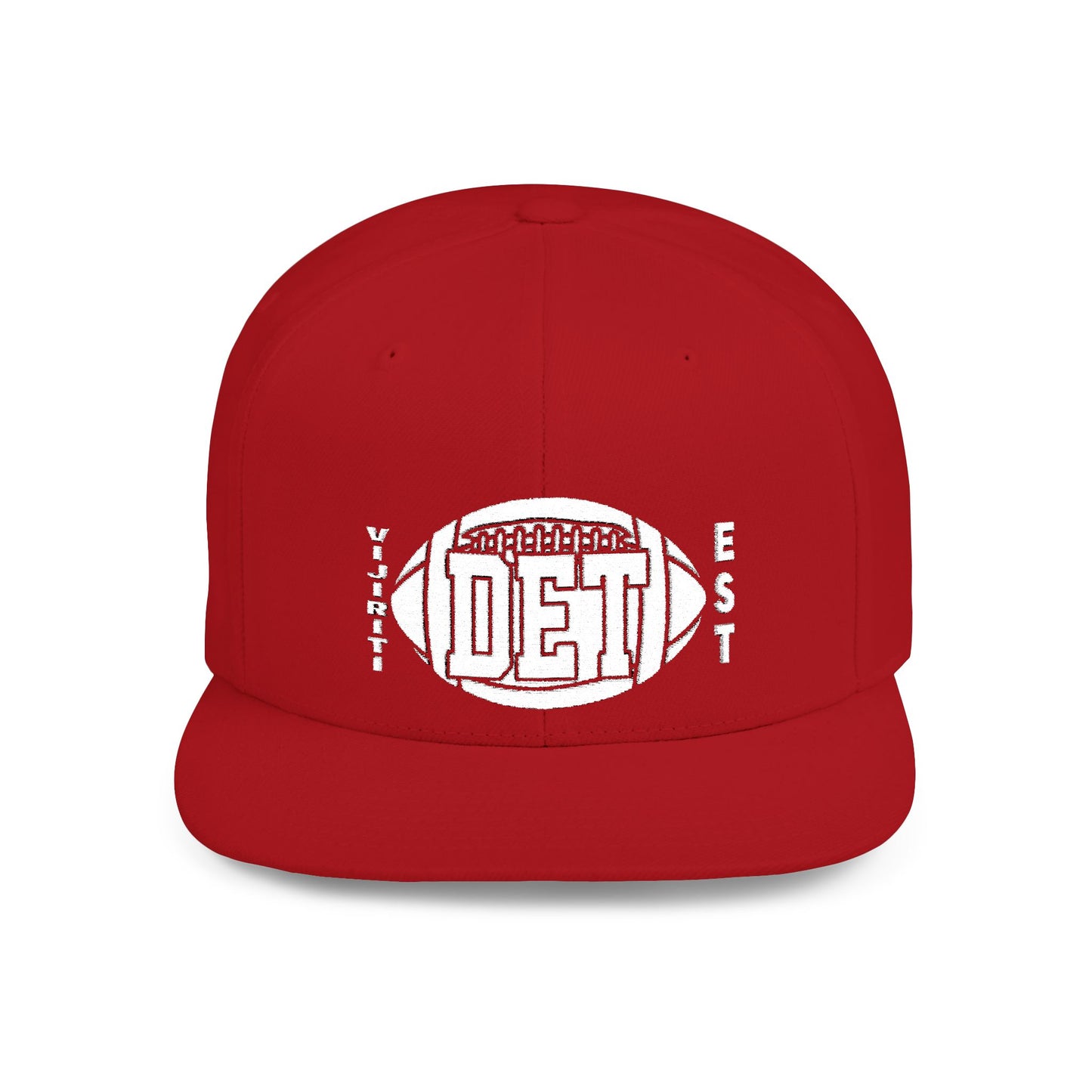 Flat Bill Snapback Hat with DET Football Design, Casual Style, Gift for Sports Fans, Unisex Accessories, Game Day Wear, Everyday Fashion