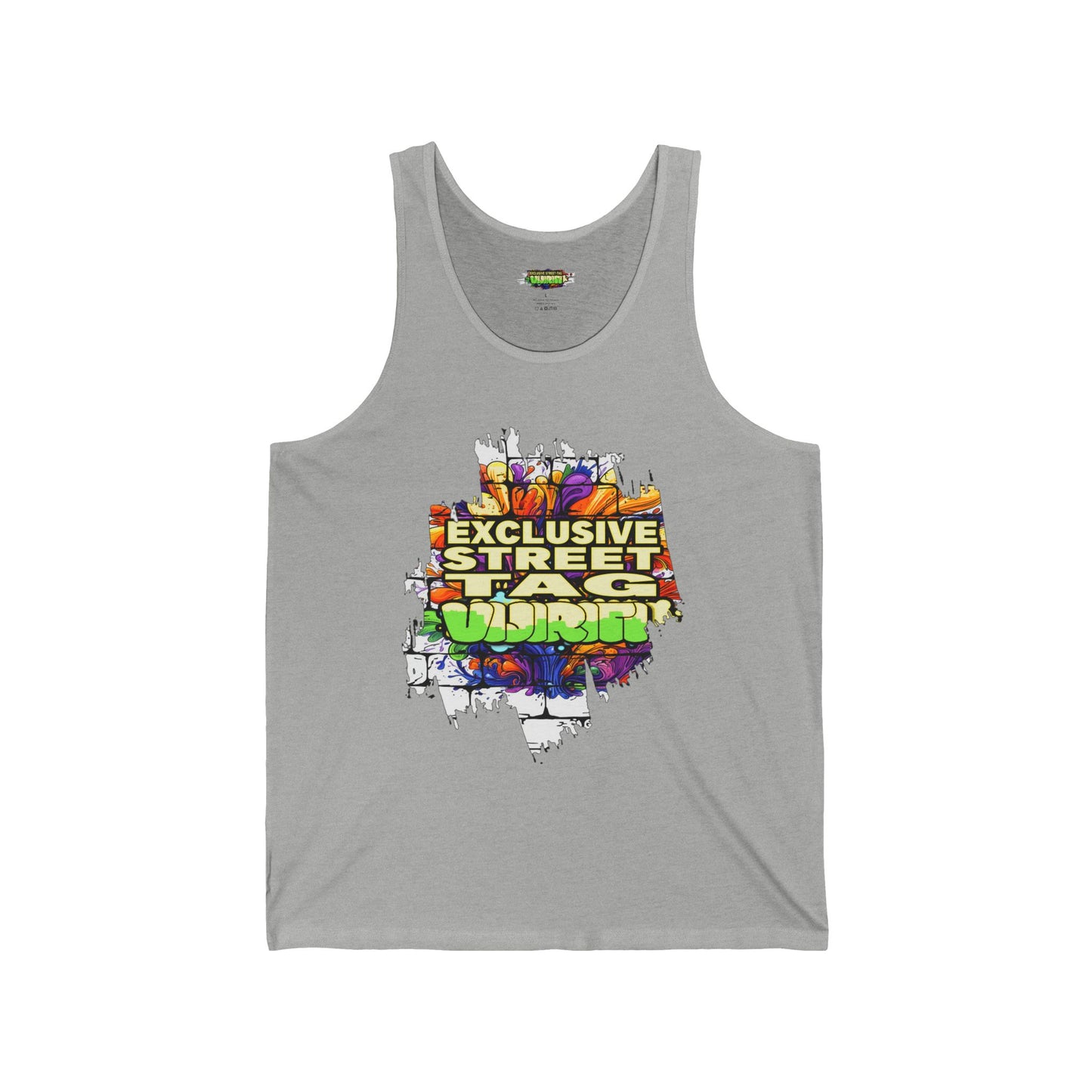 VIJIRITI Street Art Graphic Unisex Jersey Tank | Urban Style Apparel, Summer Wardrobe Essential, Festival Wear, Gift for Street Art Lovers