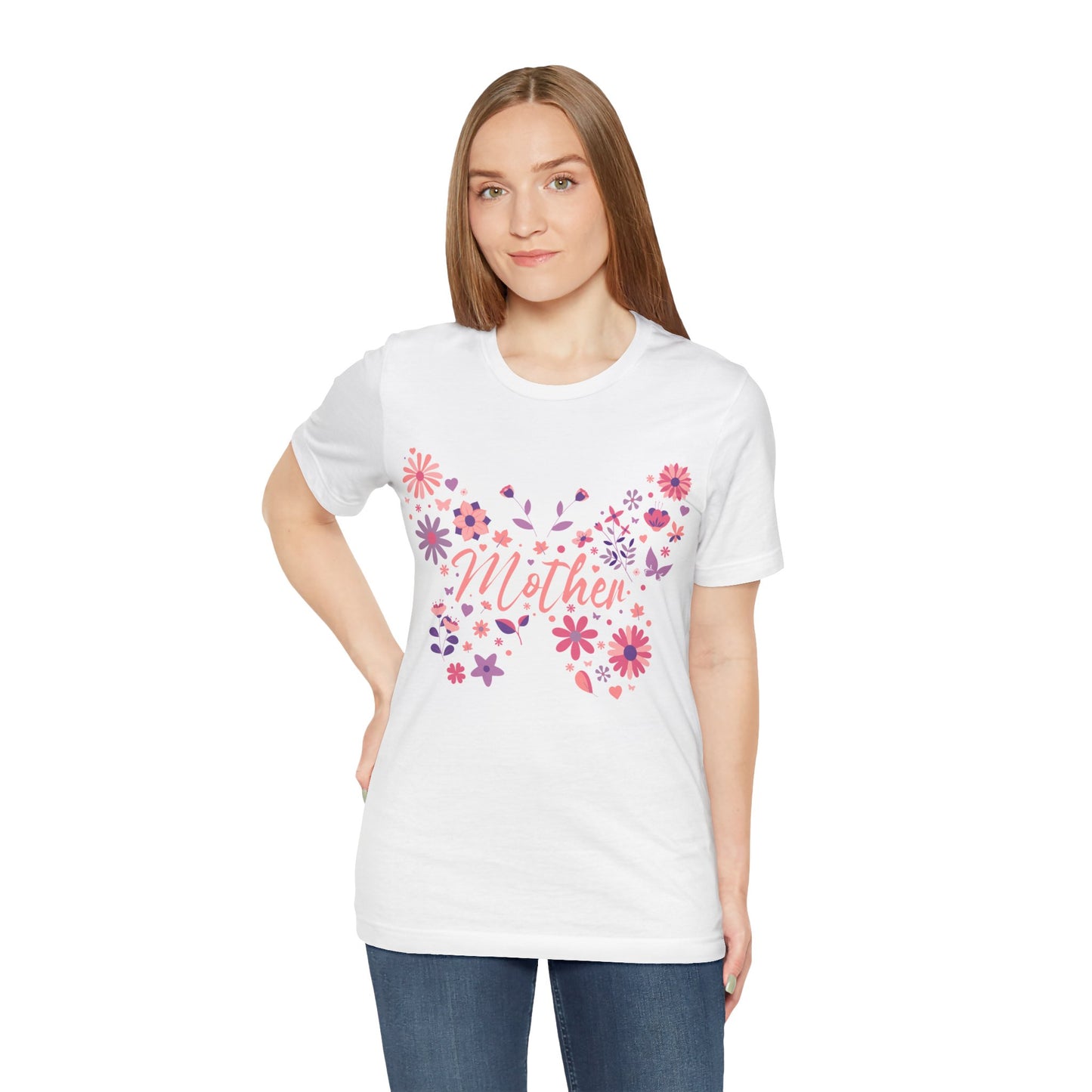 Butterfly Mother T-Shirt, Unisex Tee for Mom, Floral Gift, Birthday Present, Mother's Day Apparel, Cute Butterfly Design