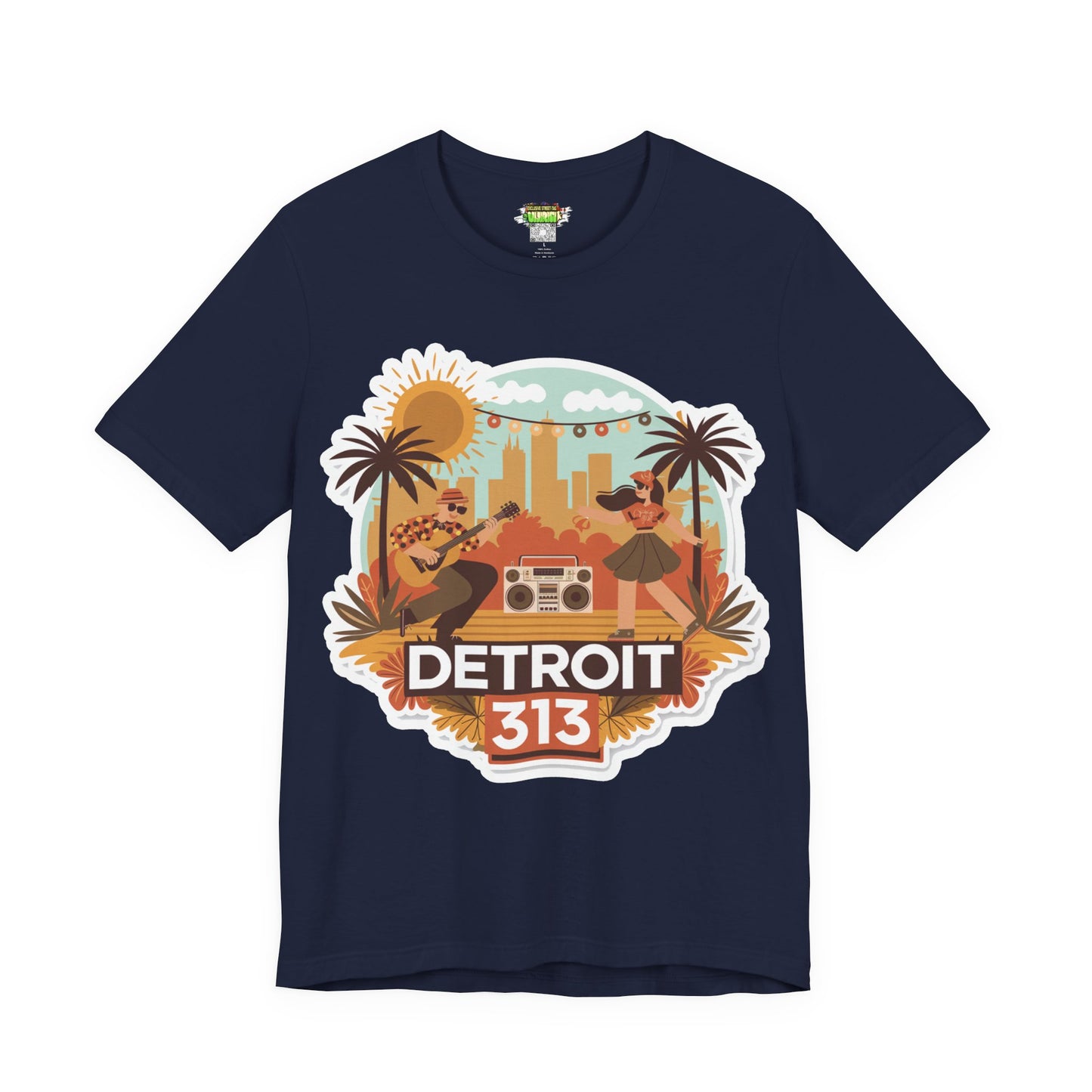 Detroit 313 Summer Retro Tee - Unisex Jersey Short Sleeve T-Shirt for City Lovers, Travel Enthusiasts, Casual Wear, Gifts, Summer Vibes