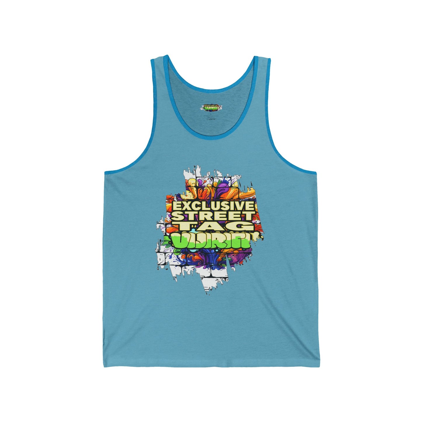 VIJIRITI Street Art Graphic Unisex Jersey Tank | Urban Style Apparel, Summer Wardrobe Essential, Festival Wear, Gift for Street Art Lovers