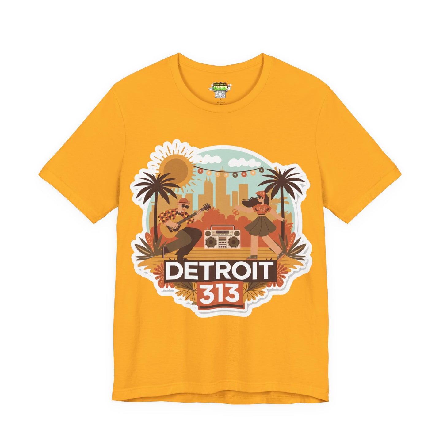 Detroit 313 Summer Retro Tee - Unisex Jersey Short Sleeve T-Shirt for City Lovers, Travel Enthusiasts, Casual Wear, Gifts, Summer Vibes