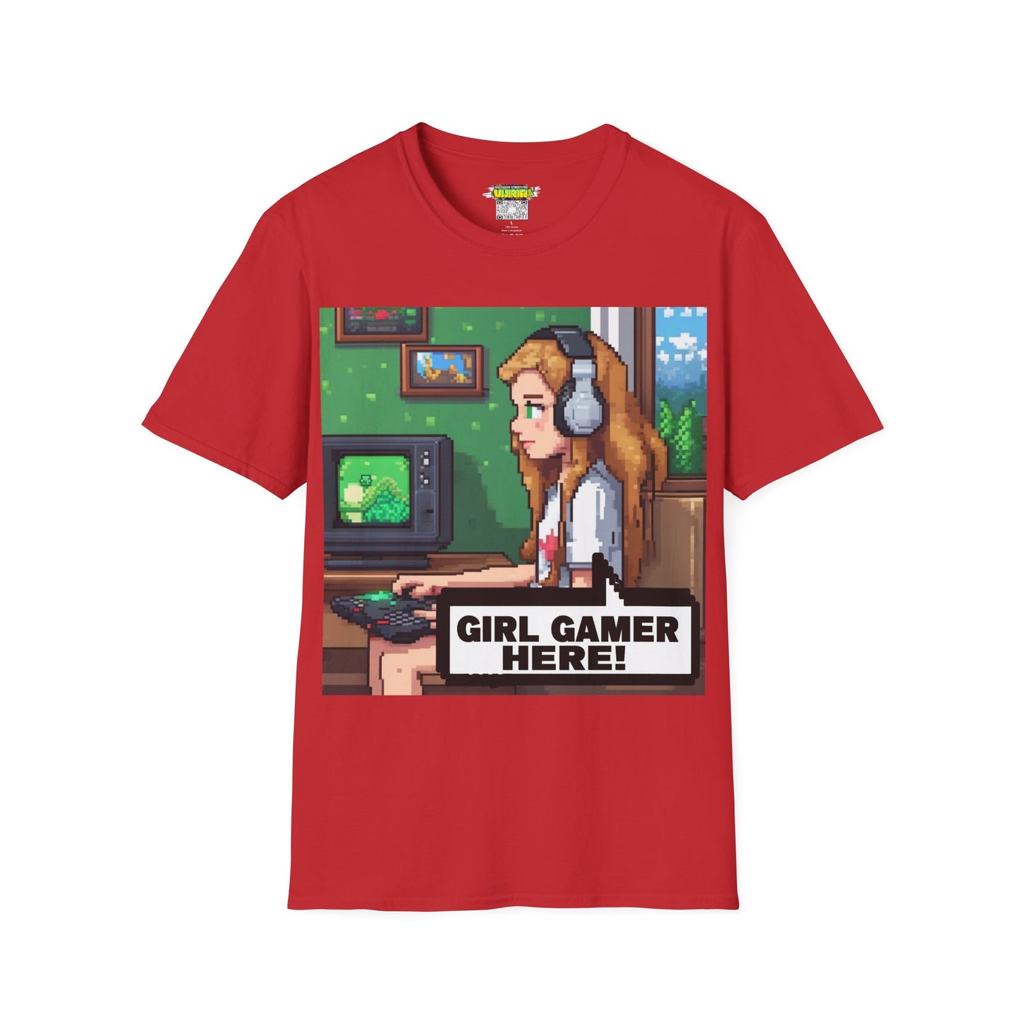 Pixel Art Girl Gamer Here T-Shirt | Vintage Video Game Shirt, Unisex Graphic Tee, Retro Gaming Apparel, Perfect for Gamers & Gift Ideas