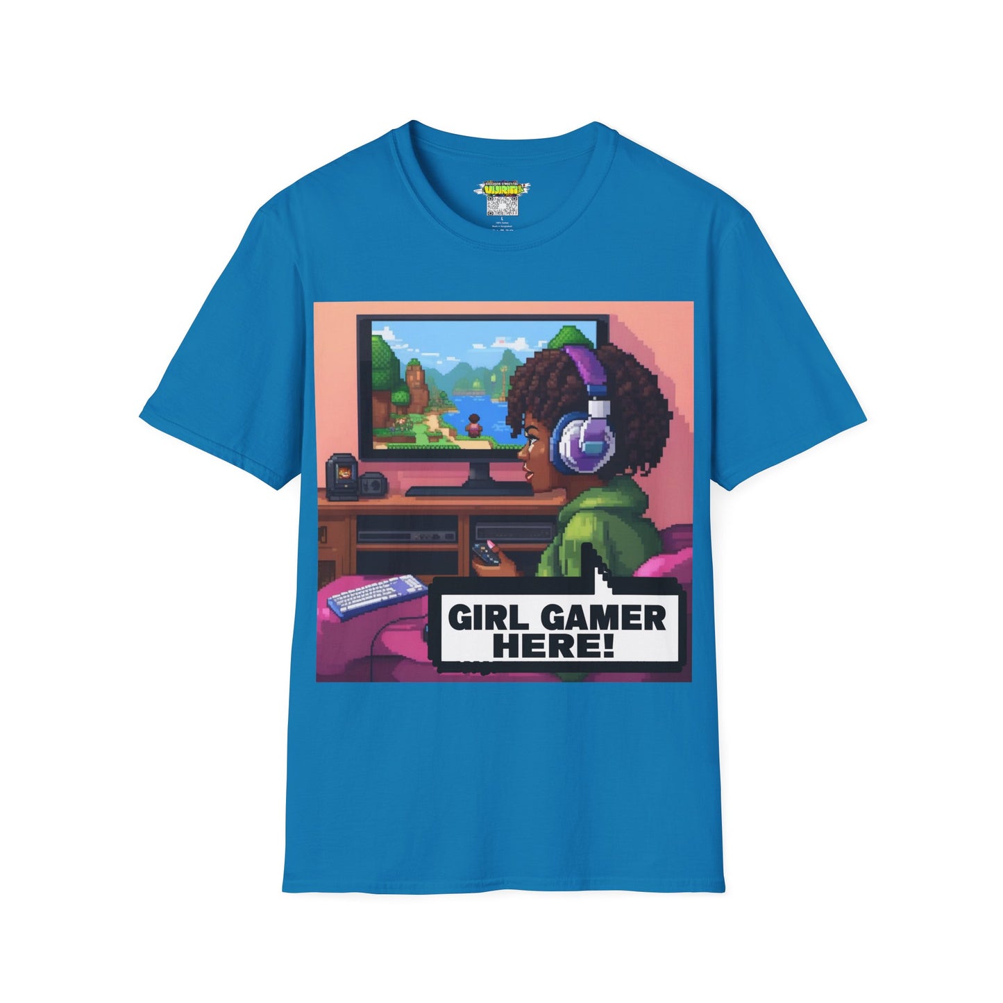 Pixel Art Girl Gamer Here T-Shirt | Vintage Video Game Shirt, Unisex Graphic Tee, Retro Gaming Apparel, Perfect for Gamers & Gift Ideas