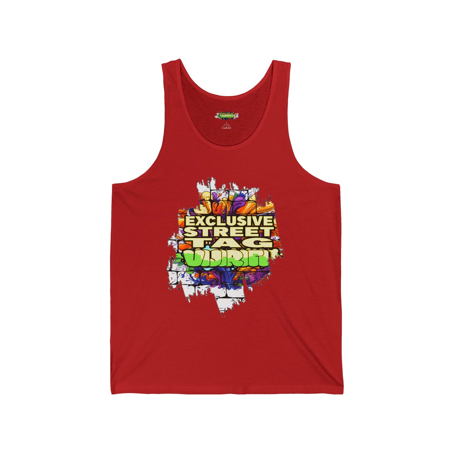 VIJIRITI Street Art Graphic Unisex Jersey Tank | Urban Style Apparel, Summer Wardrobe Essential, Festival Wear, Gift for Street Art Lovers