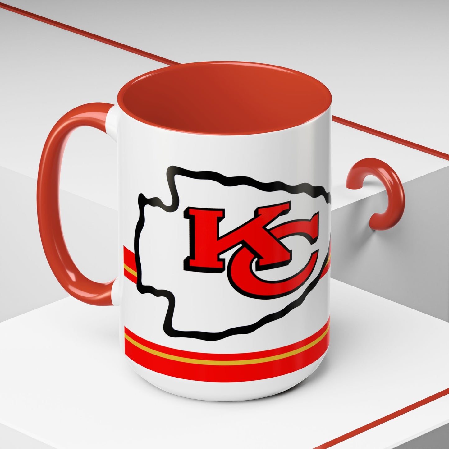 Kansas City Chiefs Accent Coffee Mug, NFL Game Day Mug, Sports Fan Gift, Tailgate Mug, Red and White Champion Cup