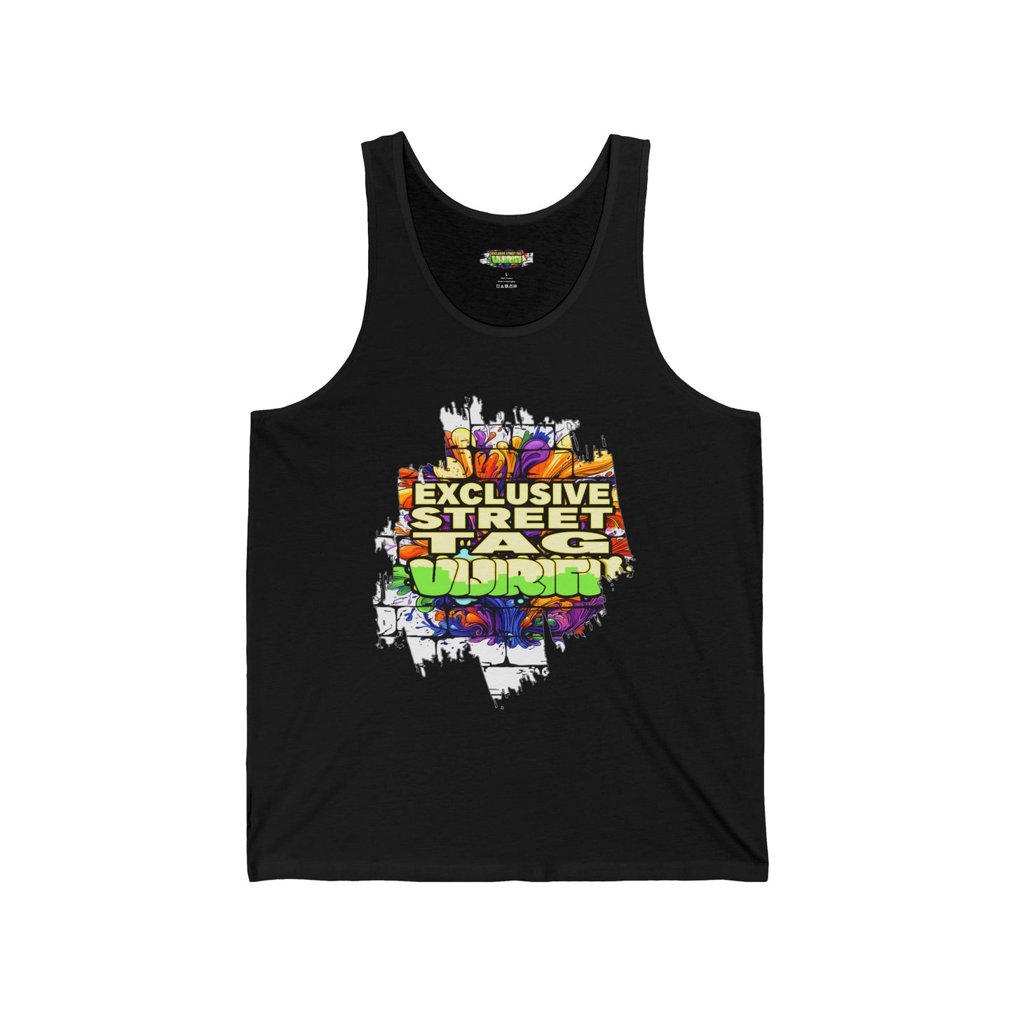 VIJIRITI Street Art Graphic Unisex Jersey Tank | Urban Style Apparel, Summer Wardrobe Essential, Festival Wear, Gift for Street Art Lovers