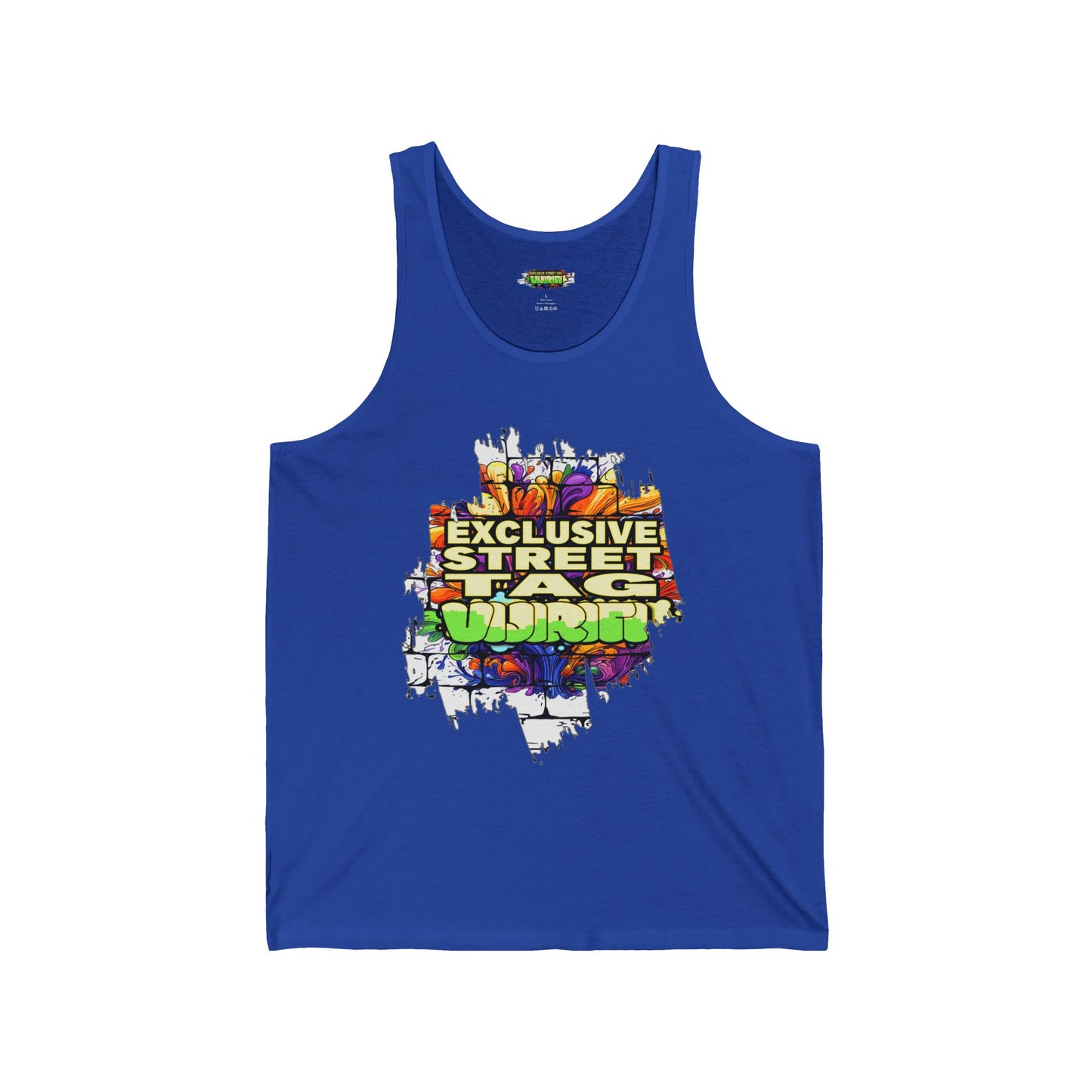 VIJIRITI Street Art Graphic Unisex Jersey Tank | Urban Style Apparel, Summer Wardrobe Essential, Festival Wear, Gift for Street Art Lovers