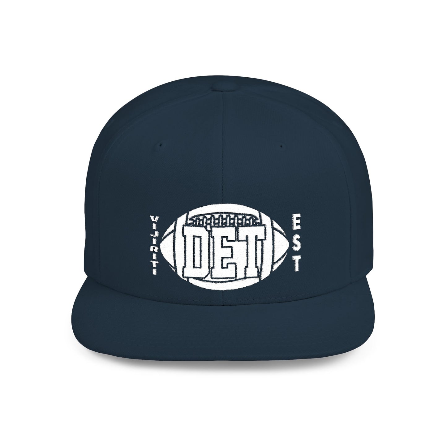 Flat Bill Snapback Hat with DET Football Design, Casual Style, Gift for Sports Fans, Unisex Accessories, Game Day Wear, Everyday Fashion