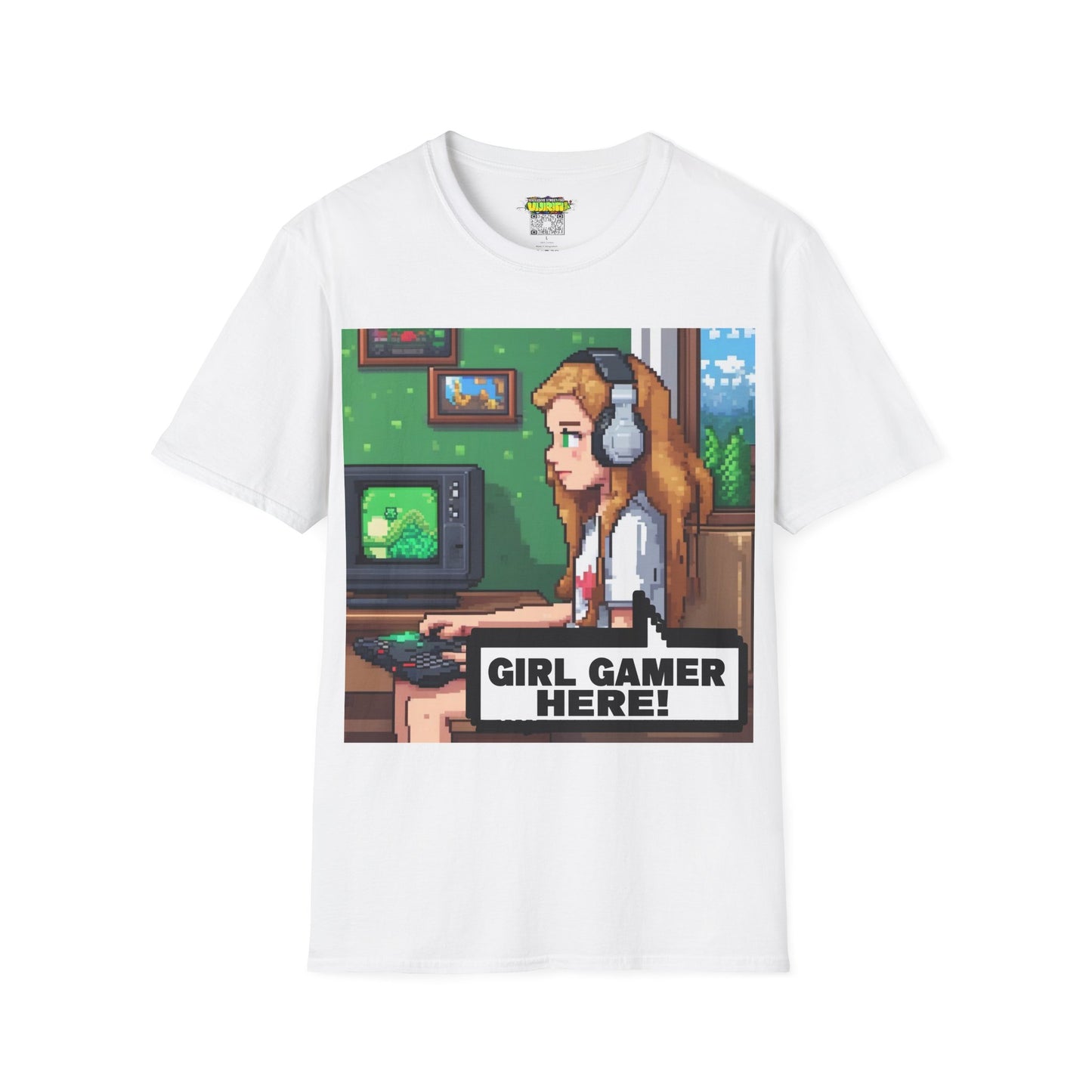 Pixel Art Girl Gamer Here T-Shirt | Vintage Video Game Shirt, Unisex Graphic Tee, Retro Gaming Apparel, Perfect for Gamers & Gift Ideas