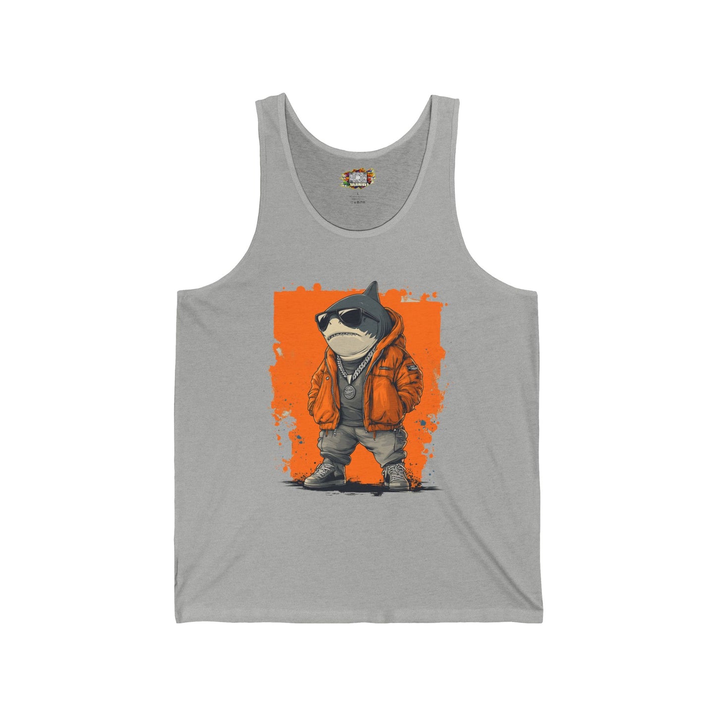 Cool Street Shark Unisex Jersey Tank, Trendy Summer Shirt, Graphic Tee, Casual Wear, Streetwear, Music Festival Outfit