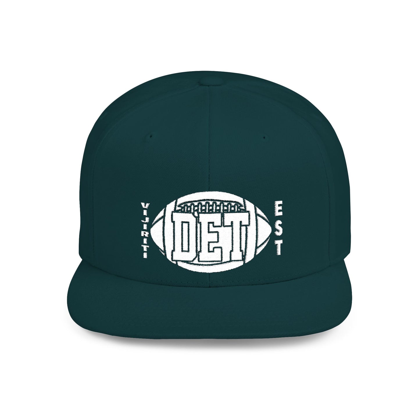 Flat Bill Snapback Hat with DET Football Design, Casual Style, Gift for Sports Fans, Unisex Accessories, Game Day Wear, Everyday Fashion