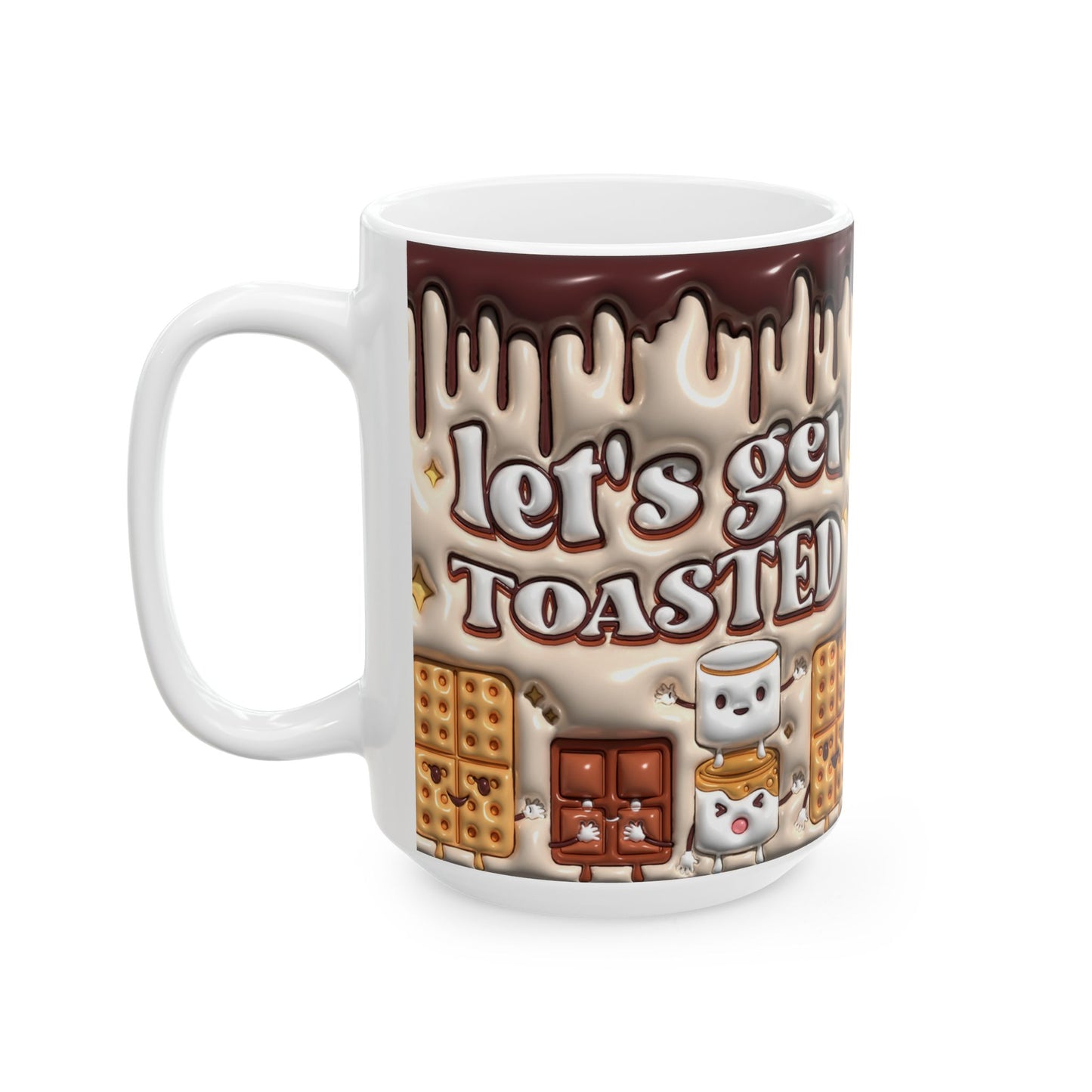 Toasty Mug - Let's Get Toasted, Cozy Ceramic Coffee Cup for Warm Drinks, Perfect Holiday Gift, S'mores Lover's Mug, Fun Kitchen Decor