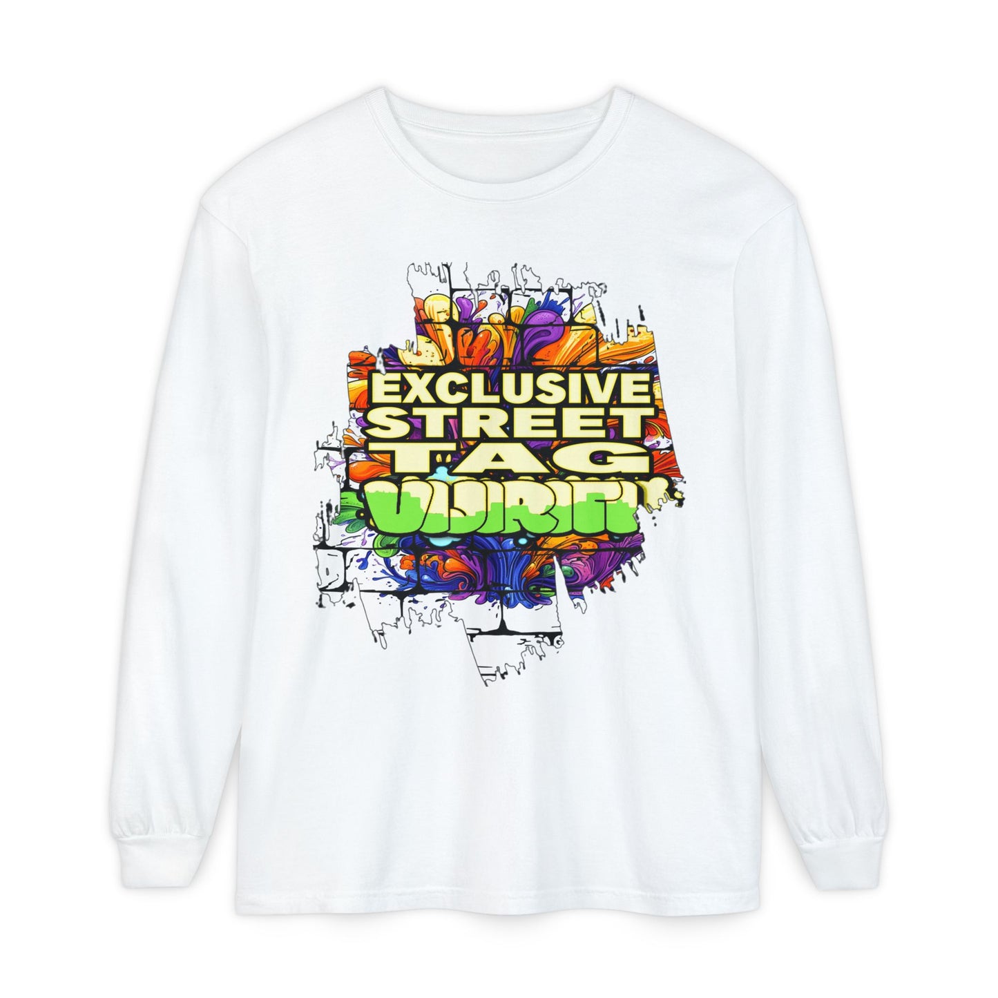 Exclusive Street Tag Long Sleeve Tee, Unisex Graphic Tee, Streetwear T-Shirt, Casual Wear, Trendy Gift, Urban Fashion