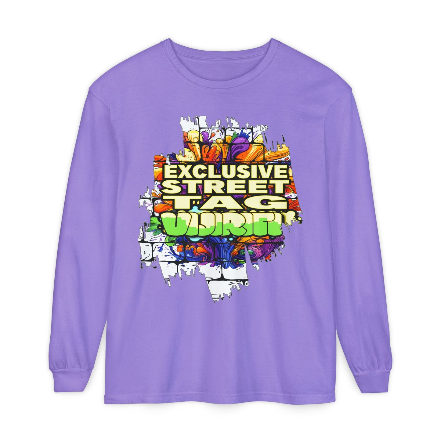 Exclusive Street Tag Long Sleeve Tee, Unisex Graphic Tee, Streetwear T-Shirt, Casual Wear, Trendy Gift, Urban Fashion