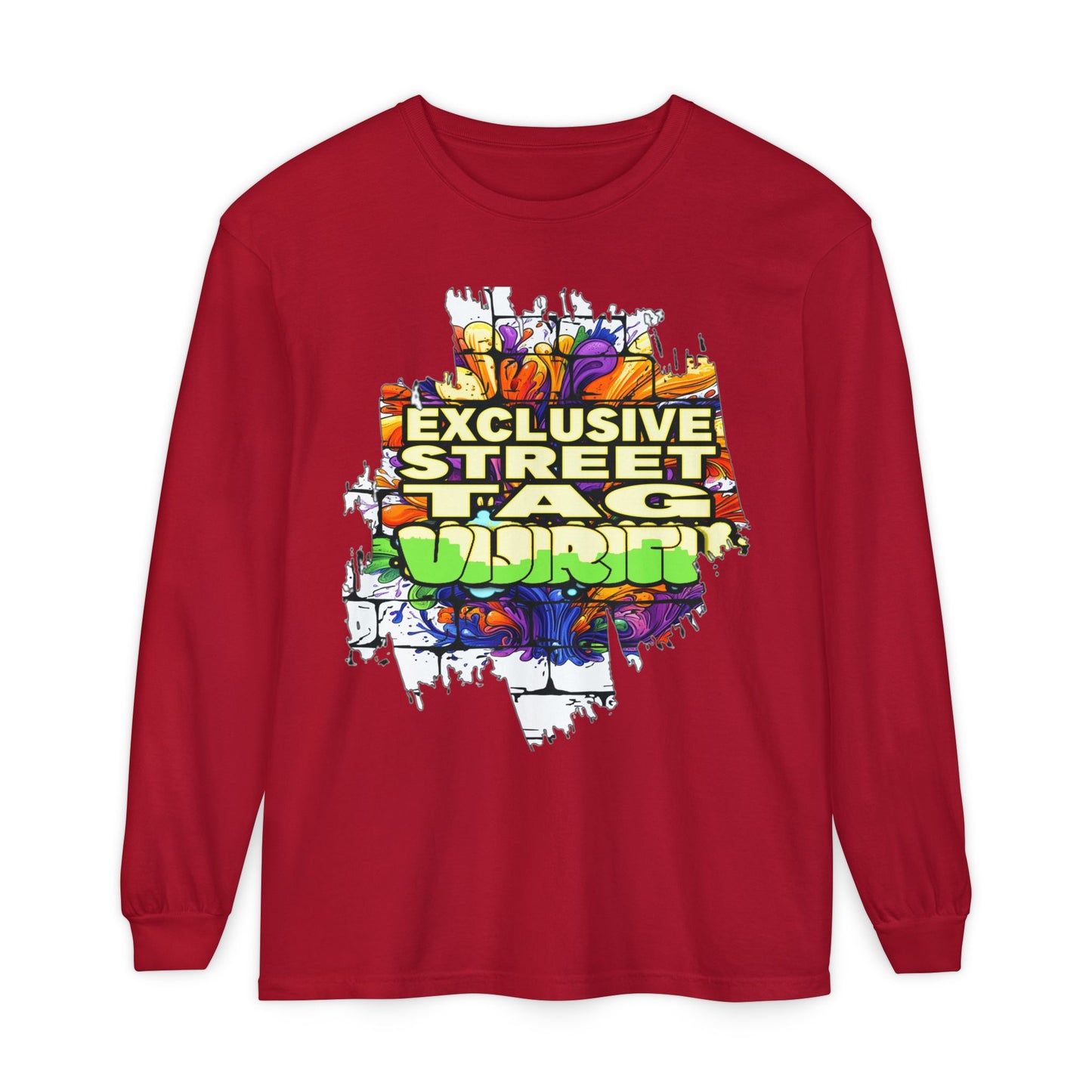 Exclusive Street Tag Long Sleeve Tee, Unisex Graphic Tee, Streetwear T-Shirt, Casual Wear, Trendy Gift, Urban Fashion