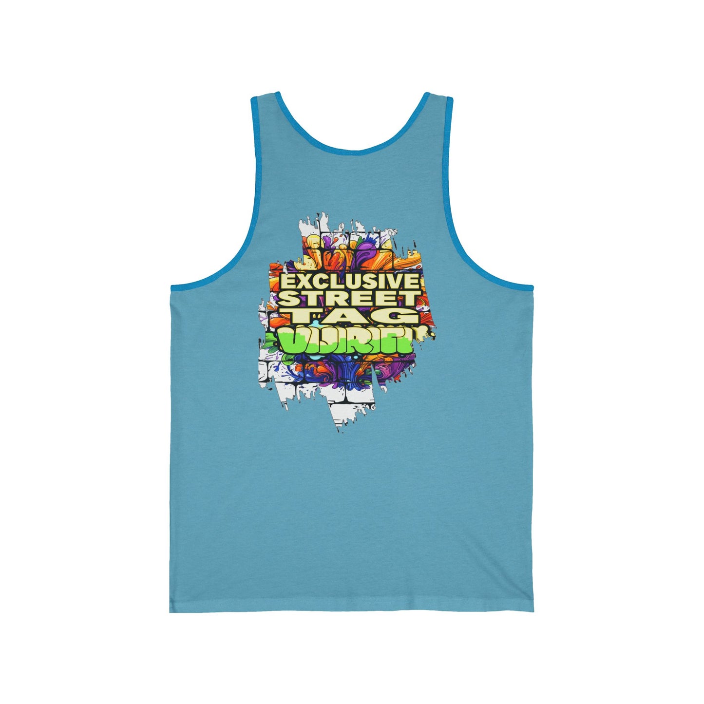 Vijiriti Street Art Unisex Jersey Tank: Graffiti Style Shirt, Urban Apparel, Summer Essential, Gift for Artists, Cool Streetwear