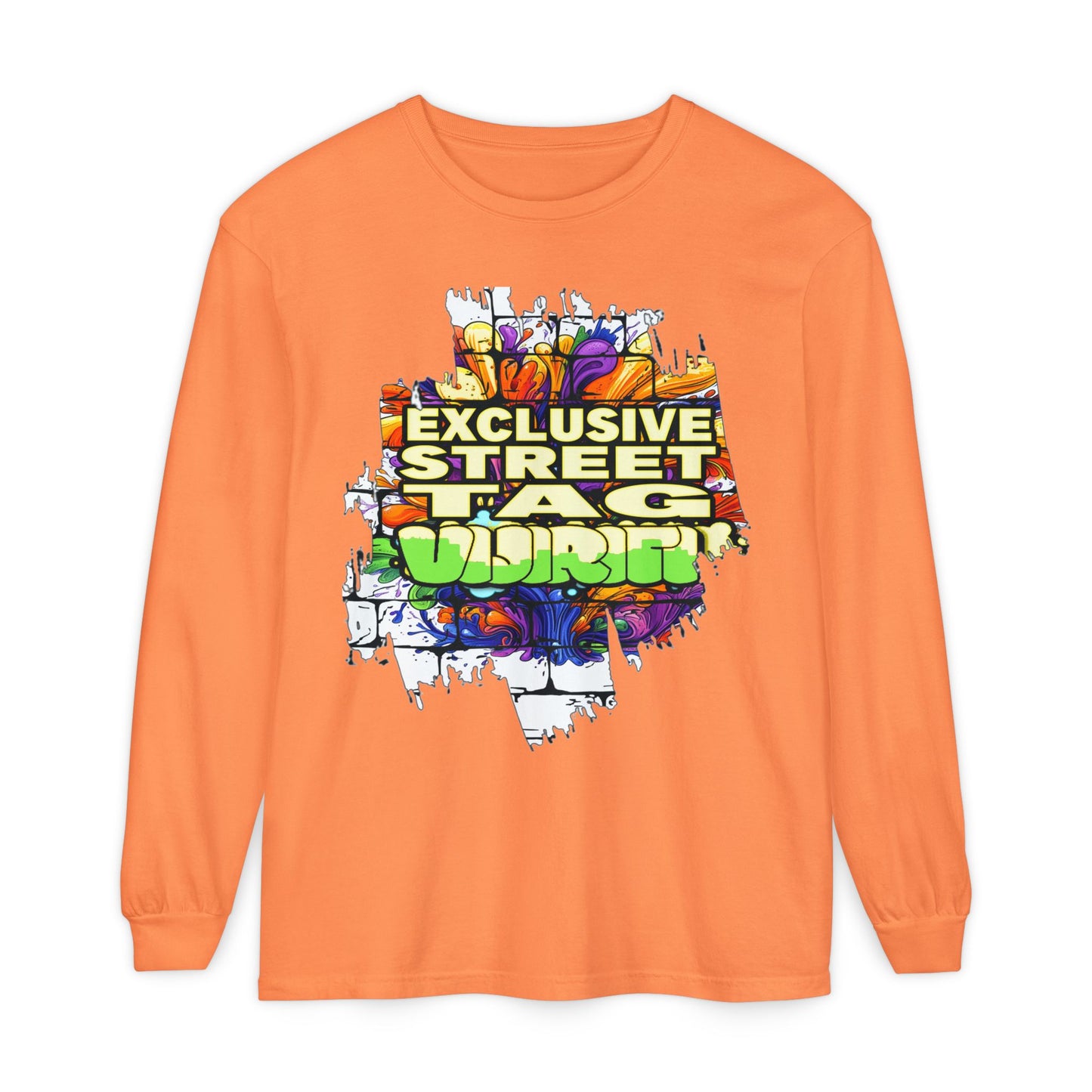 Exclusive Street Tag Long Sleeve Tee, Unisex Graphic Tee, Streetwear T-Shirt, Casual Wear, Trendy Gift, Urban Fashion