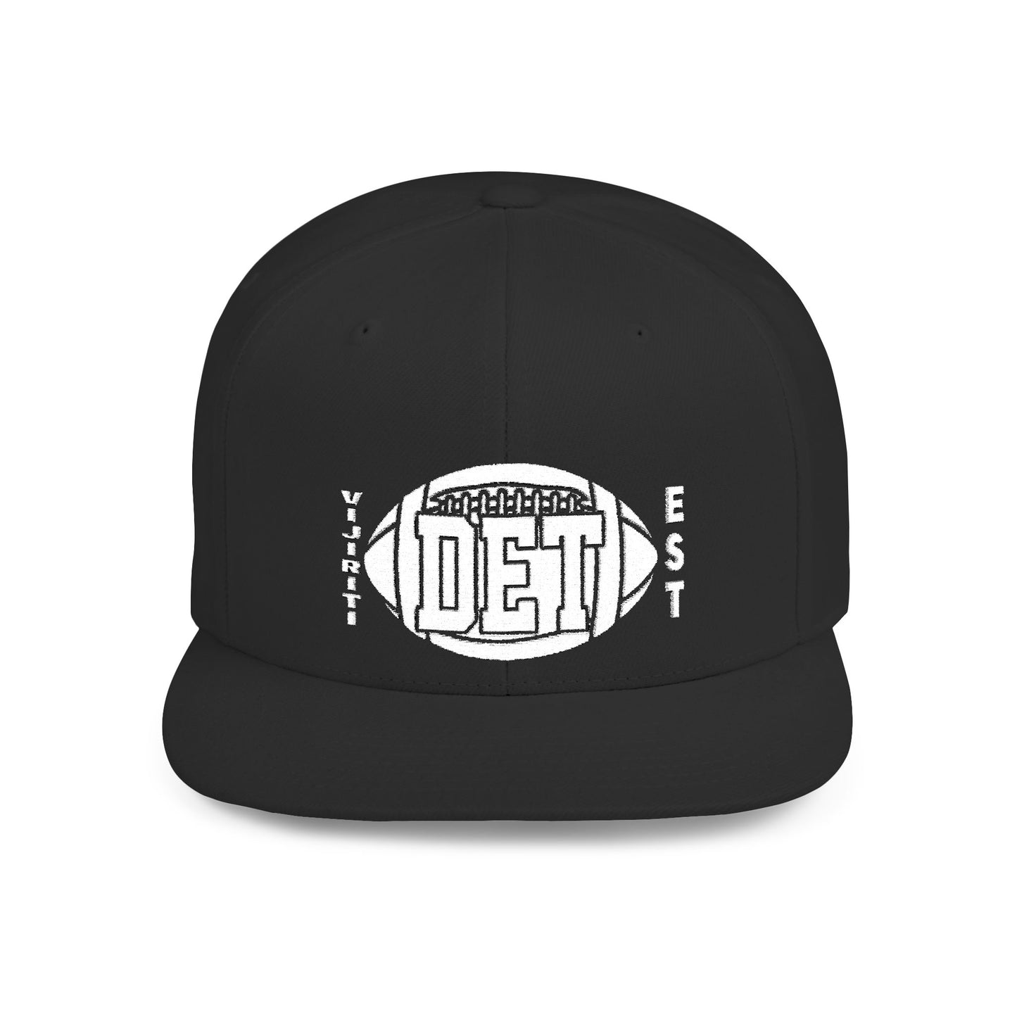 Flat Bill Snapback Hat with DET Football Design, Casual Style, Gift for Sports Fans, Unisex Accessories, Game Day Wear, Everyday Fashion