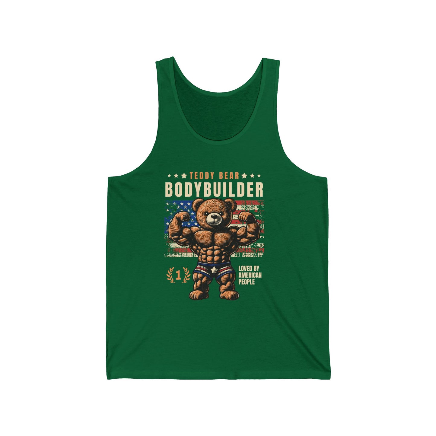 Funny Teddy Bear Bodybuilder Unisex Jersey Tank