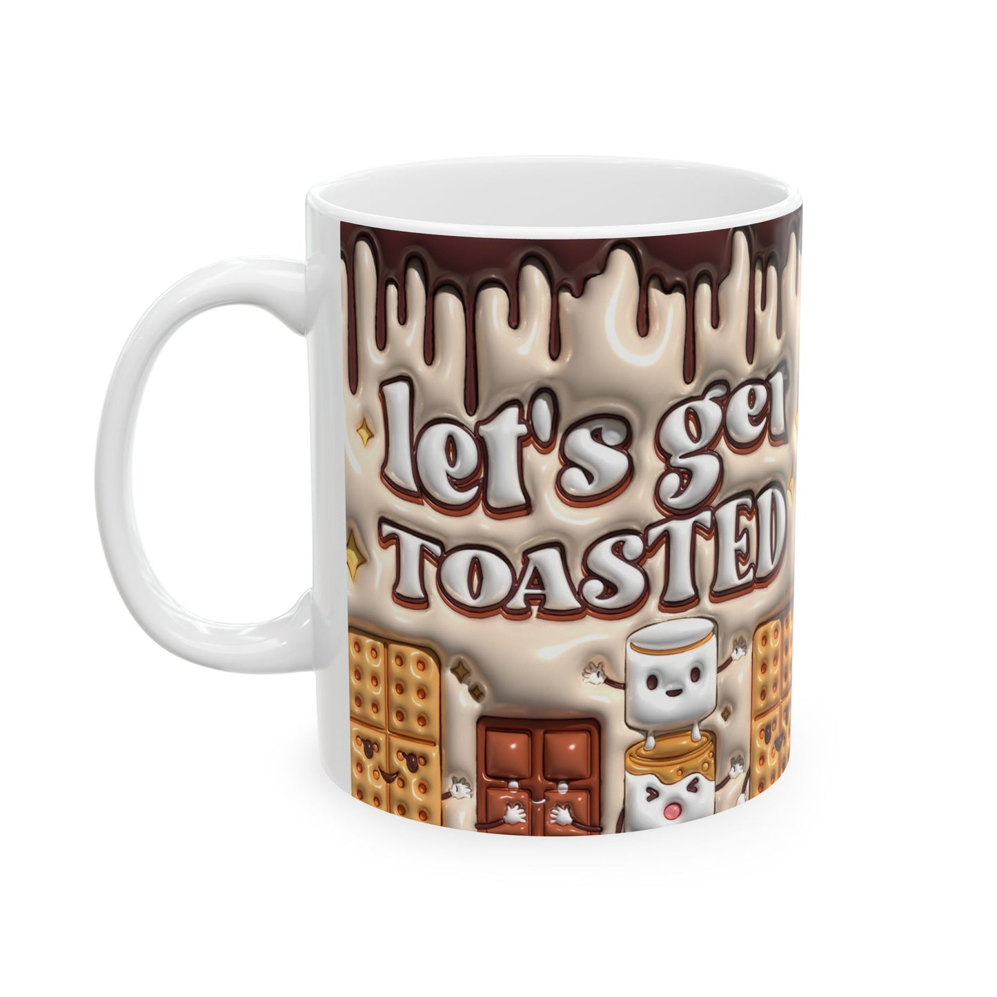Toasty Mug - Let's Get Toasted, Cozy Ceramic Coffee Cup for Warm Drinks, Perfect Holiday Gift, S'mores Lover's Mug, Fun Kitchen Decor