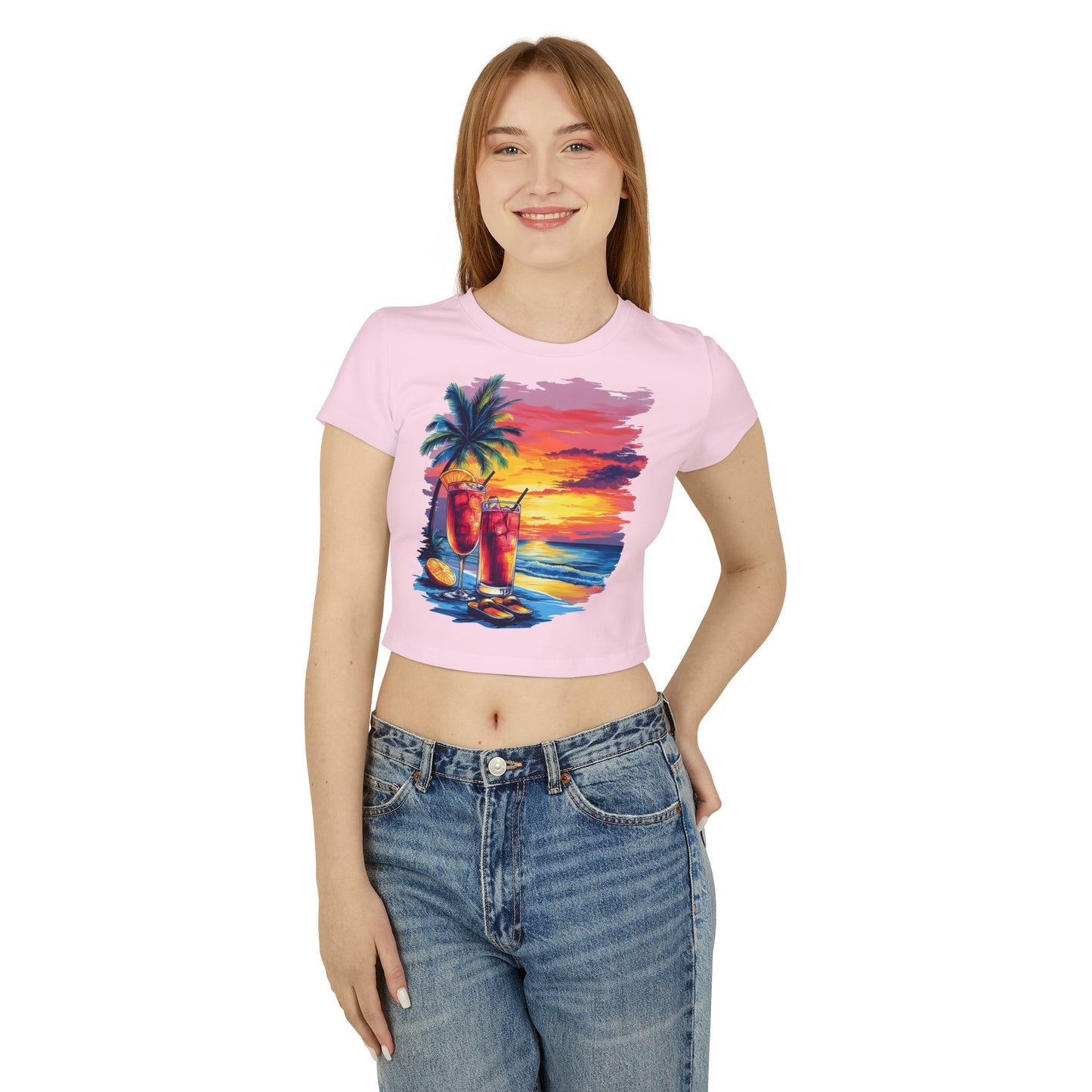 Tropical Sunset Baby Tee | Beach Vibes, Summer Fashion, Vacation Outfit, Gift for Her, Relaxed Style
