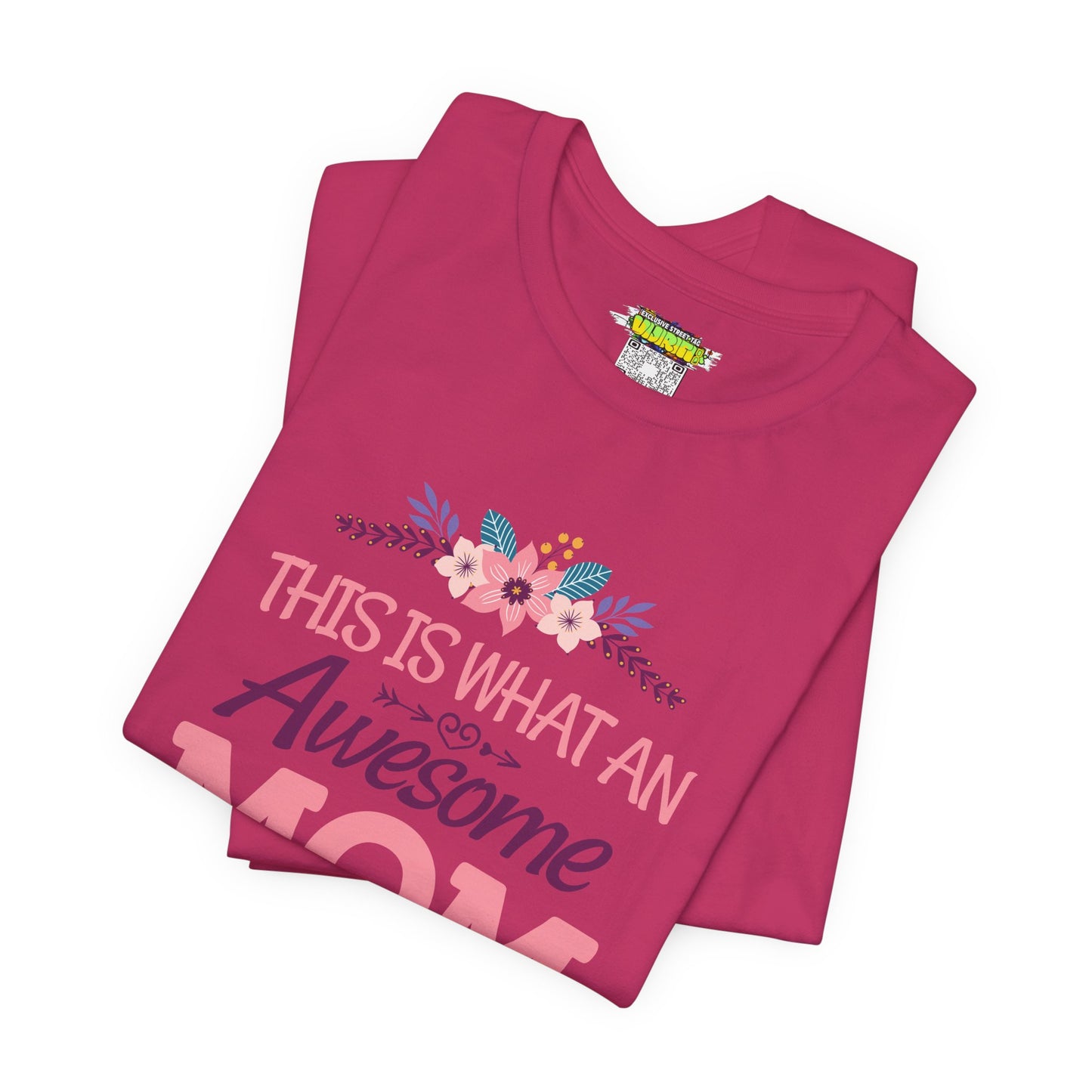 Awesome Mom Short Sleeve Tee, Gift for Moms, Mother's Day Shirt, Family Theme Tee, Floral Design Top, Casual Style Tee