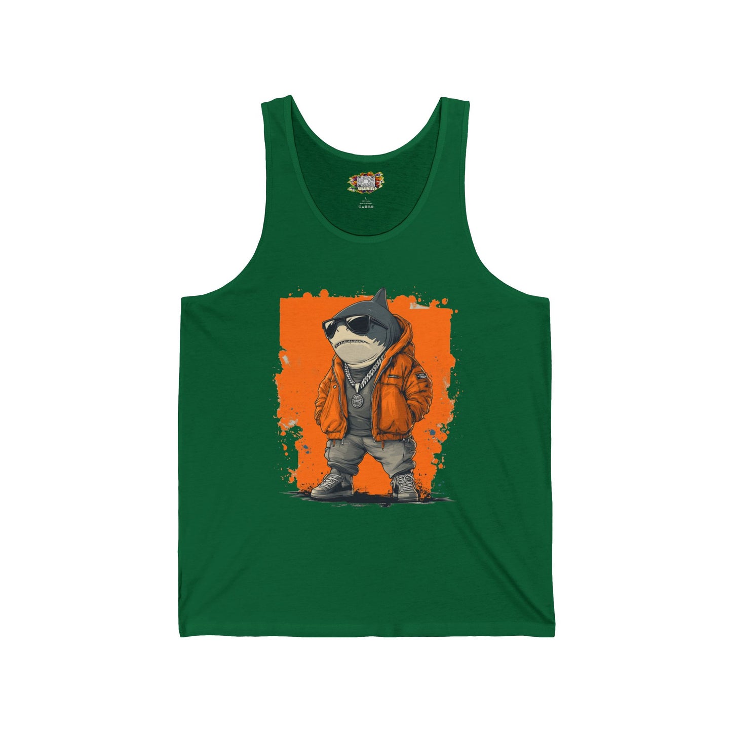 Cool Street Shark Unisex Jersey Tank, Trendy Summer Shirt, Graphic Tee, Casual Wear, Streetwear, Music Festival Outfit