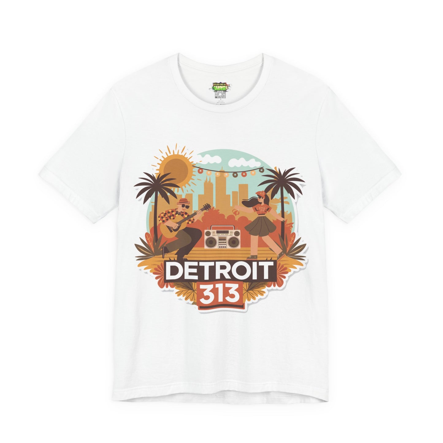 Detroit 313 Summer Retro Tee - Unisex Jersey Short Sleeve T-Shirt for City Lovers, Travel Enthusiasts, Casual Wear, Gifts, Summer Vibes