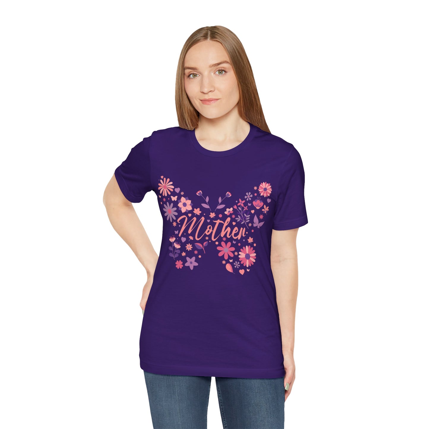 Butterfly Mother T-Shirt, Unisex Tee for Mom, Floral Gift, Birthday Present, Mother's Day Apparel, Cute Butterfly Design