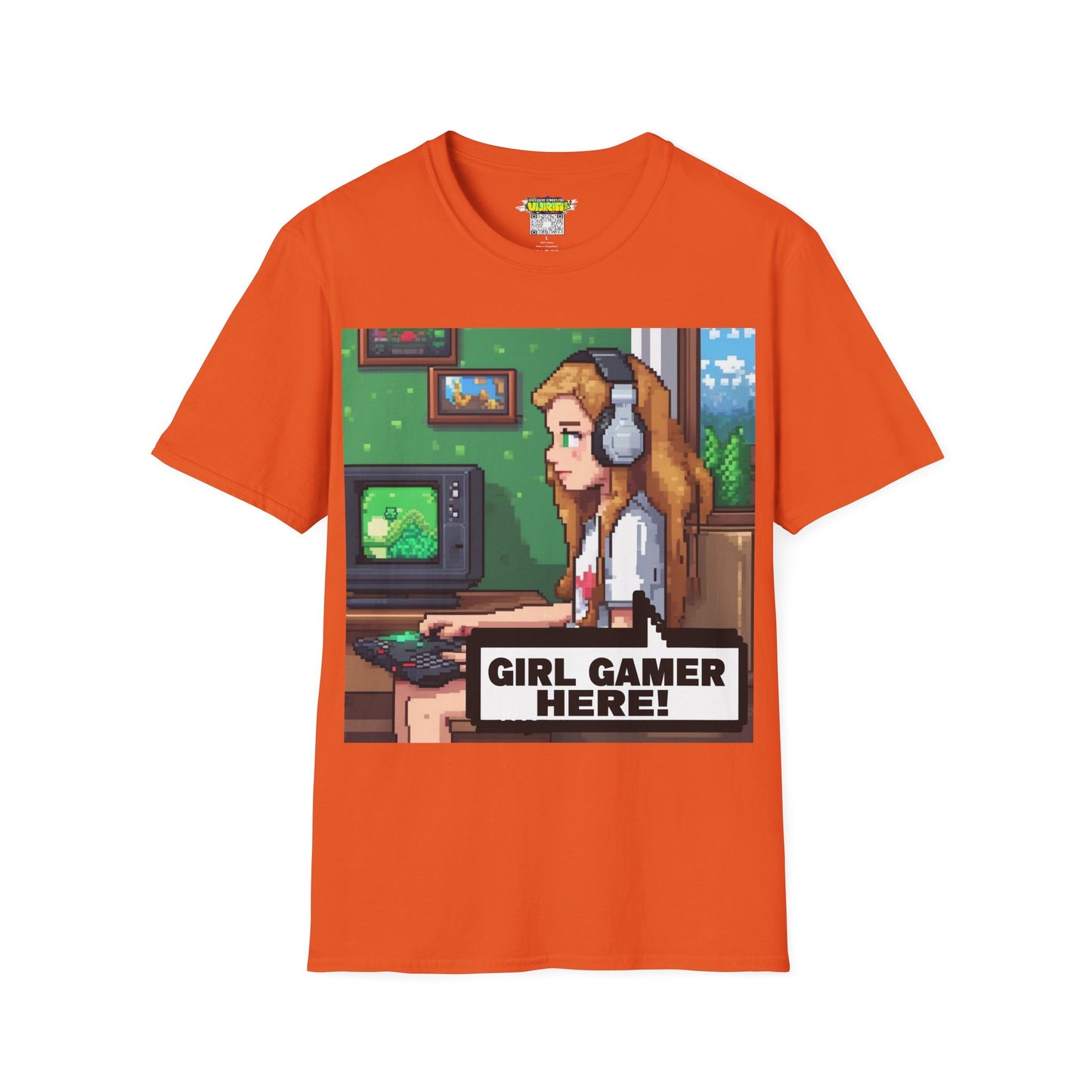 Pixel Art Girl Gamer Here T-Shirt | Vintage Video Game Shirt, Unisex Graphic Tee, Retro Gaming Apparel, Perfect for Gamers & Gift Ideas