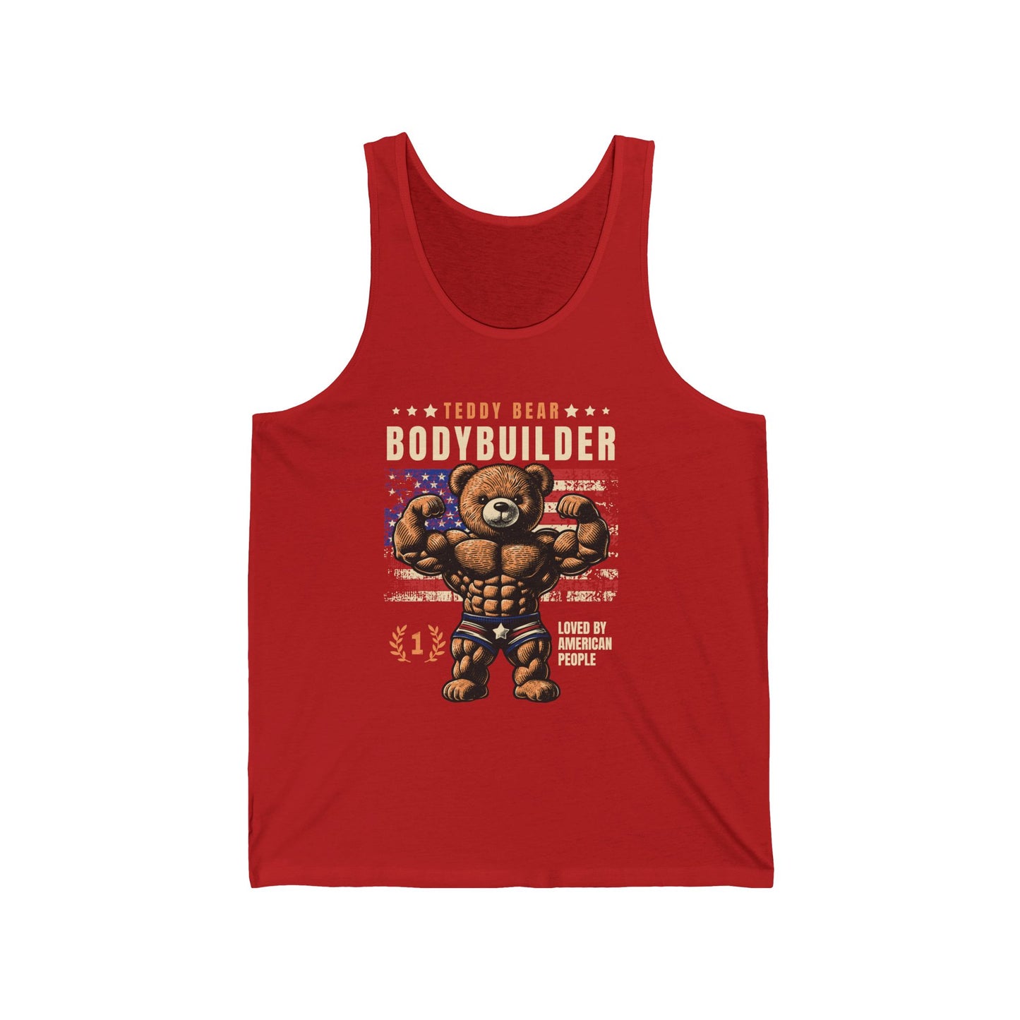 Funny Teddy Bear Bodybuilder Unisex Jersey Tank
