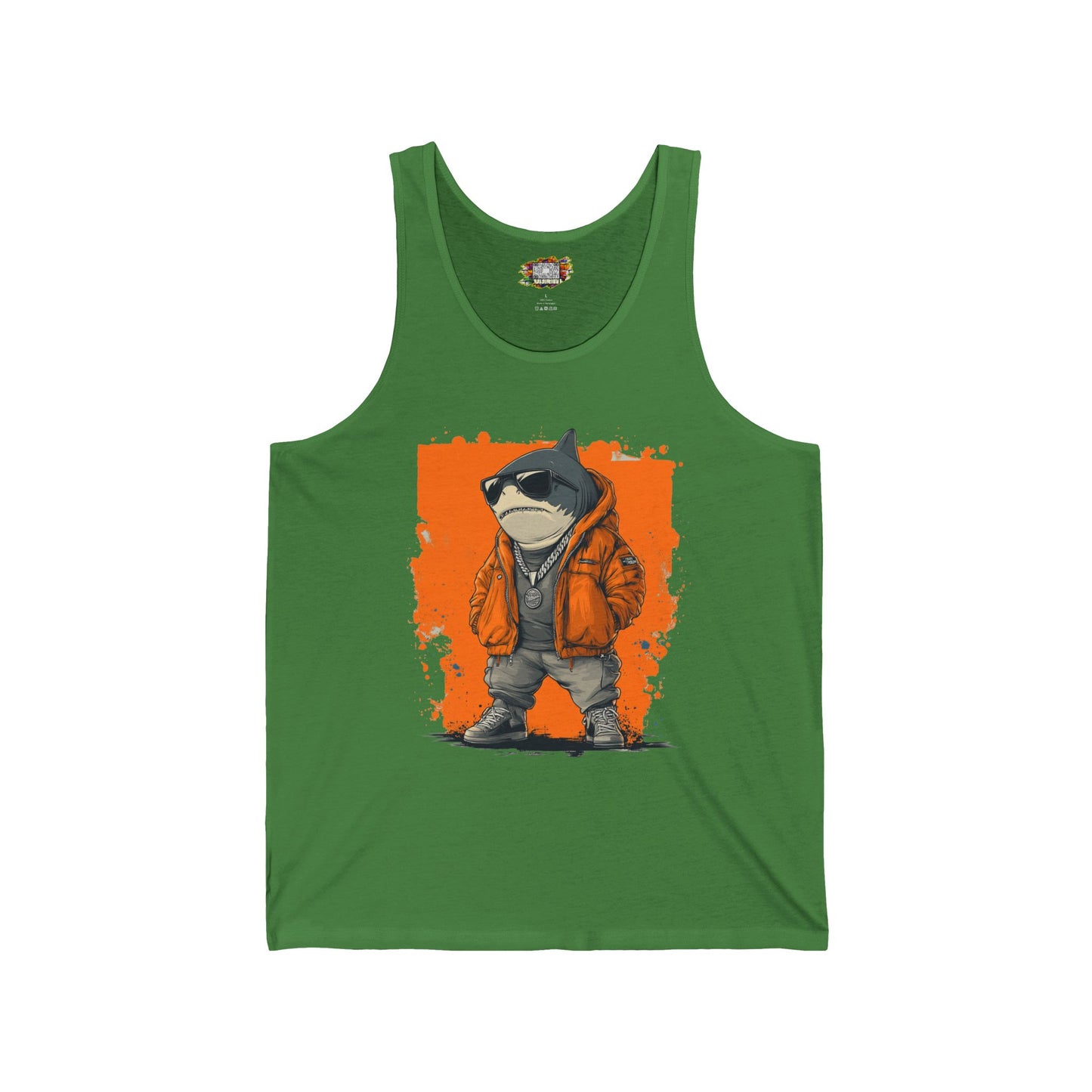 Cool Street Shark Unisex Jersey Tank, Trendy Summer Shirt, Graphic Tee, Casual Wear, Streetwear, Music Festival Outfit