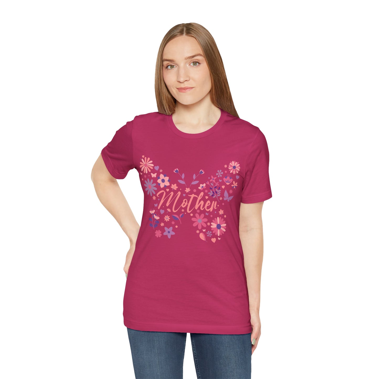 Butterfly Mother T-Shirt, Unisex Tee for Mom, Floral Gift, Birthday Present, Mother's Day Apparel, Cute Butterfly Design