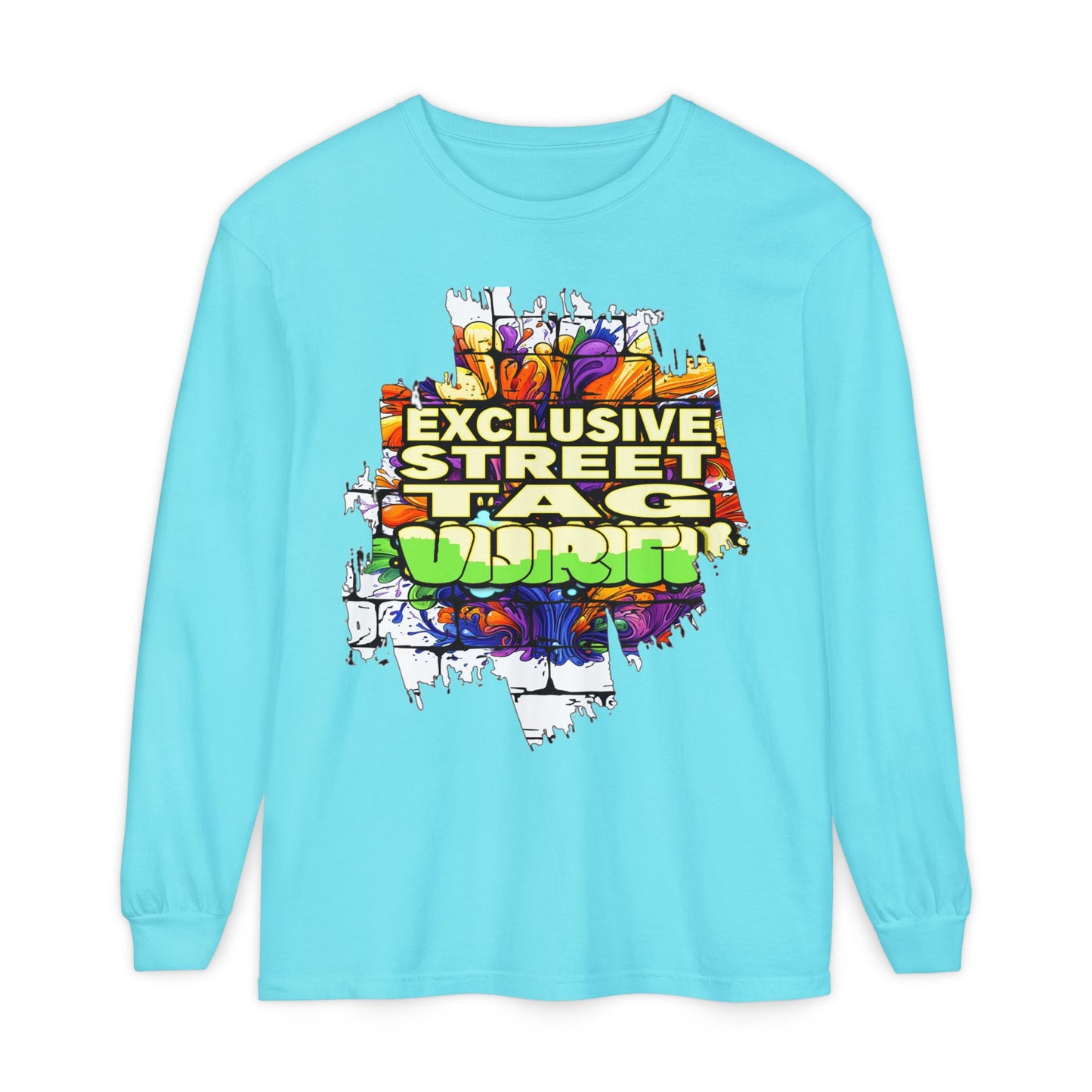 Exclusive Street Tag Long Sleeve Tee, Unisex Graphic Tee, Streetwear T-Shirt, Casual Wear, Trendy Gift, Urban Fashion