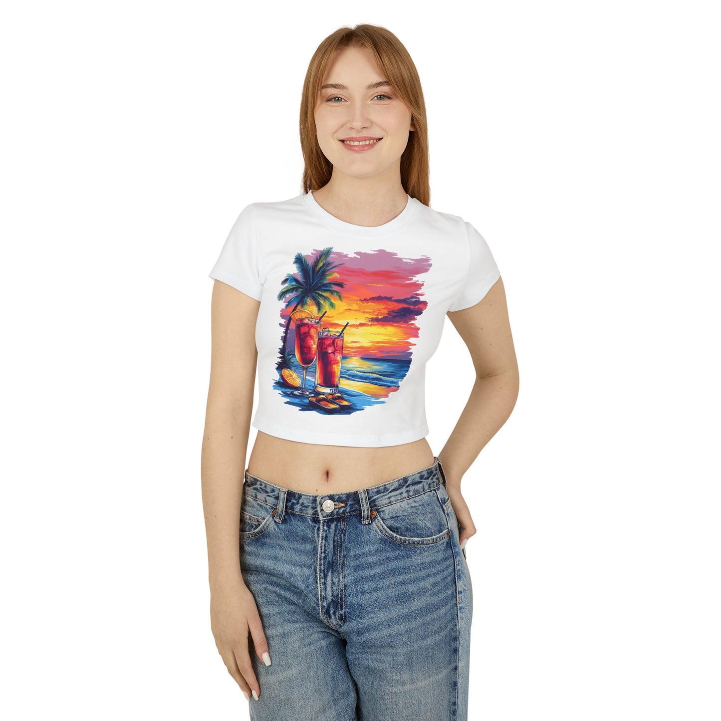 Tropical Sunset Baby Tee | Beach Vibes, Summer Fashion, Vacation Outfit, Gift for Her, Relaxed Style