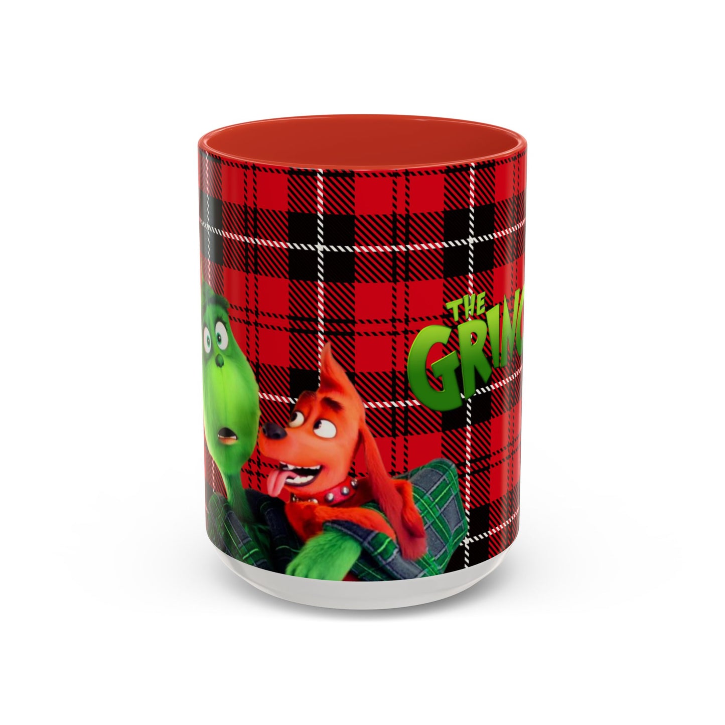 The Grinch Accent Coffee Mug - Festive Plaid Mug for Holiday Cheer, Christmas Gift, Hot Cocoa Cup, Grinch Lovers, Cozy Home Decor
