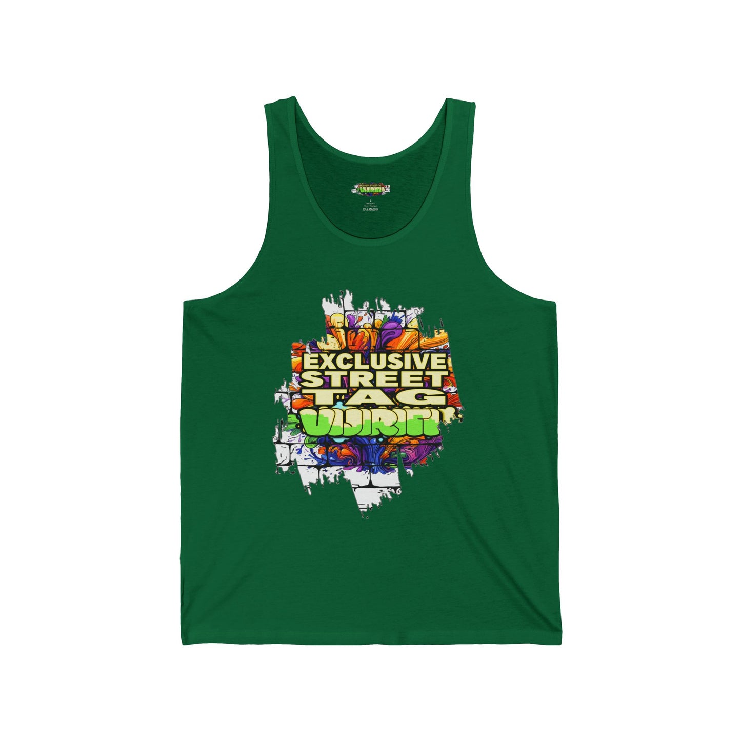 VIJIRITI Street Art Graphic Unisex Jersey Tank | Urban Style Apparel, Summer Wardrobe Essential, Festival Wear, Gift for Street Art Lovers