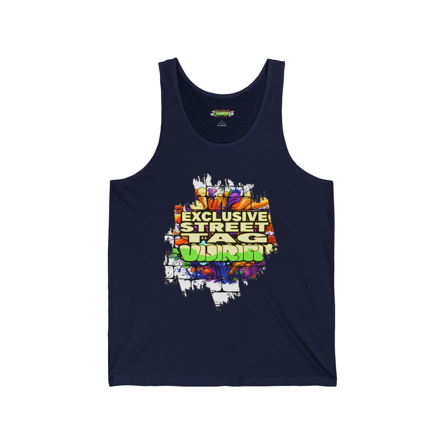 VIJIRITI Street Art Graphic Unisex Jersey Tank | Urban Style Apparel, Summer Wardrobe Essential, Festival Wear, Gift for Street Art Lovers