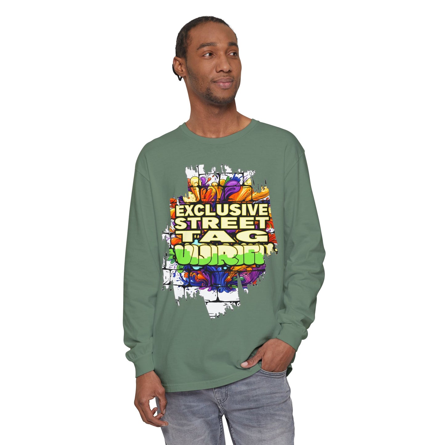 Exclusive Street Tag Long Sleeve Tee, Unisex Graphic Tee, Streetwear T-Shirt, Casual Wear, Trendy Gift, Urban Fashion