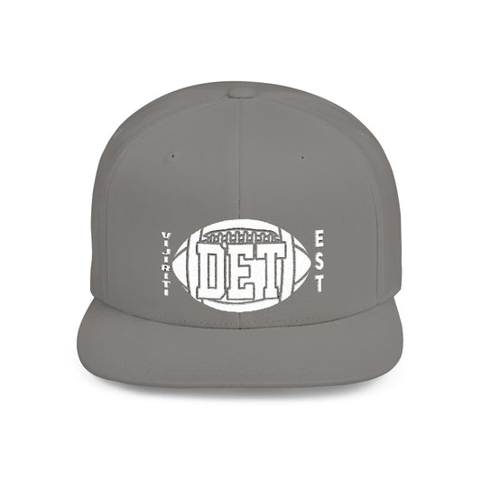Flat Bill Snapback Hat with DET Football Design, Casual Style, Gift for Sports Fans, Unisex Accessories, Game Day Wear, Everyday Fashion