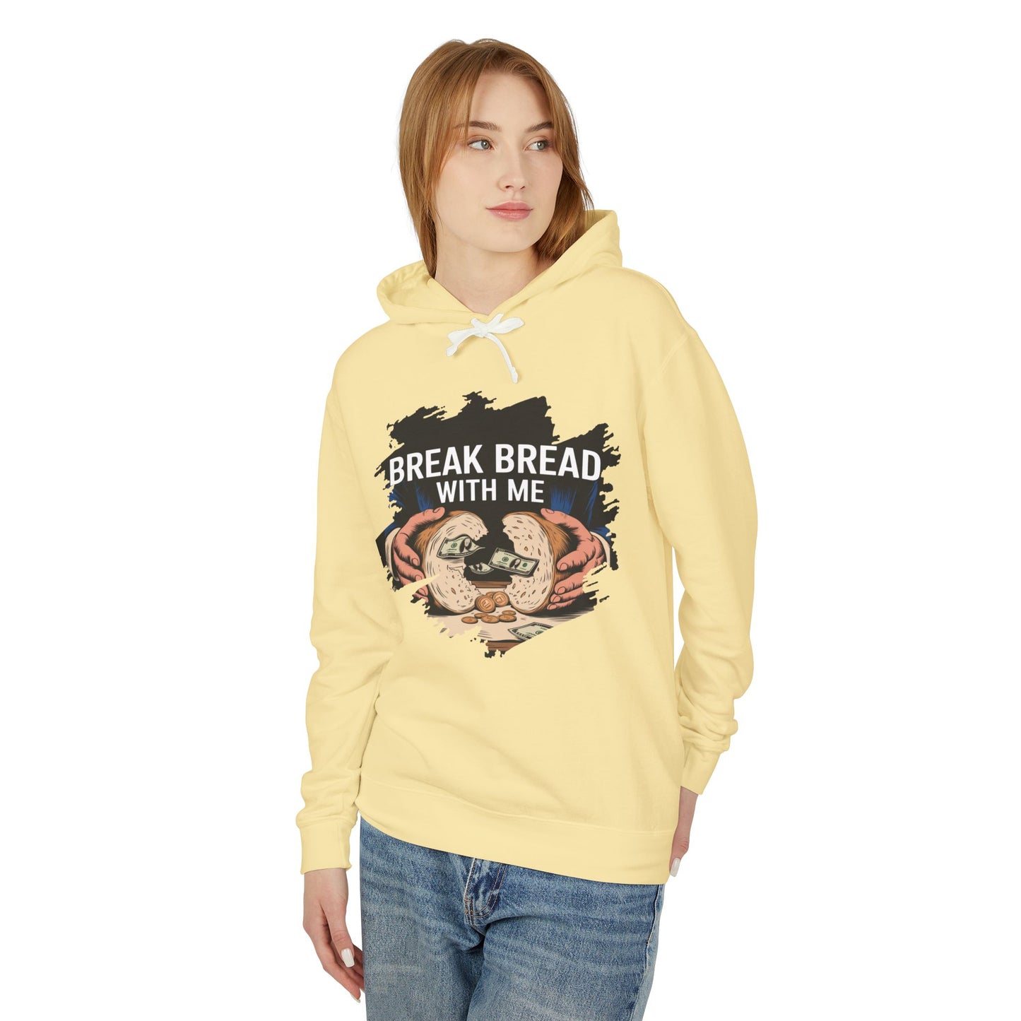 "Break Bread Unisex Lightweight Hoodie - Cozy Gift for Friends, Foodie Apparel, Casual Wear, Gathering Looks, Unique Sweatshirt