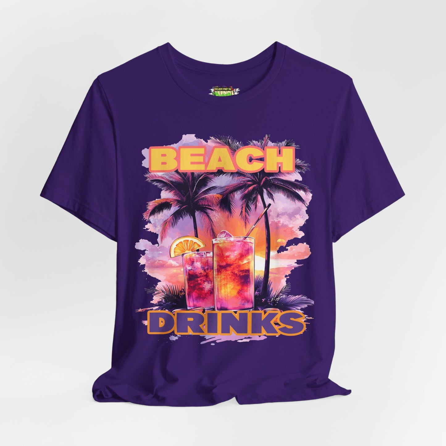 Beach Drinks Unisex Jersey Tee, Summer Shirt, Vacation T-Shirt, Tropical Paradise Top, Casual Beachwear